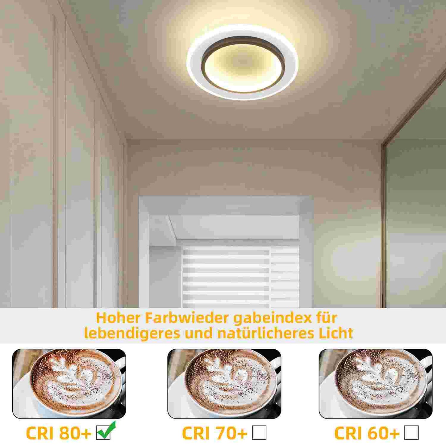 ZMH Deckenlampe LED Deckenleuchte K¨¹che - 14W K¨¹chenlampe 3000K Warmwei? Wohnzimmerlampe Modern Design Flurlampe Wohnzimmer Deckenbeleuchtung Schlafzimmerlampe ?23.5cm f¨¹r Schlafzimmer Flur