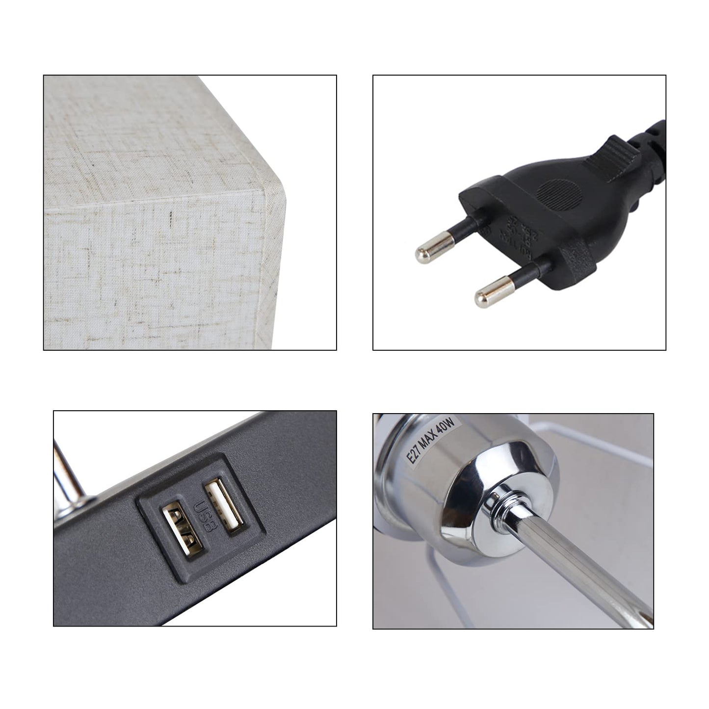 ZMH Tischlampe Touch Nachttischlampe USB - Schwarz Tischleuchte E27 Aufladbar Vintage Nachtlicht mit Ladefunktion Dimmbar f¨¹r Deko Schlafzimmer, Nachttisch, Geschenk, Esszimmer