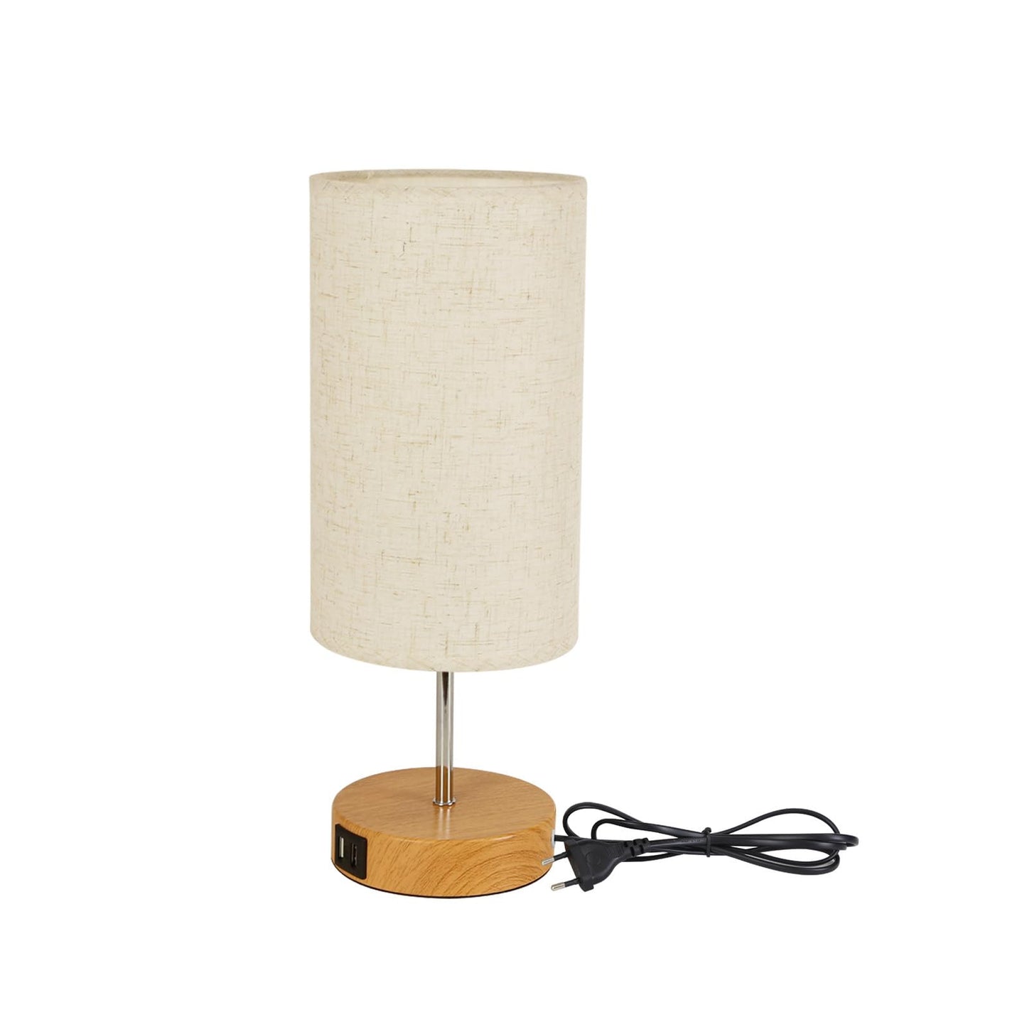 ZMH Nachttischlampe Touch Dimmbar mit Ladefunktion - Vintage Tischlampe mit USB Anschl¨¹sse Nachttisch Lampe Holzoptik Bettlampe mit Stoffschirm Tischleuchte E27 f¨¹r Schlafzimmer Hotel Bett Flur