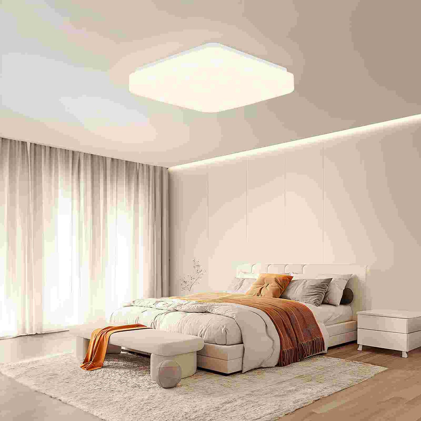 ZMH Deckenlampe LED Deckenleuchte Schlafzimmer - 21cm Schlafzimmerlampe Sternenhimmel 15W Flurlampe Quadratisch K¨¹chenlampe Neutralwei? K¨¹che Deckenbeleuchtung Sternendekor f¨¹r Flur Kinderzimmer