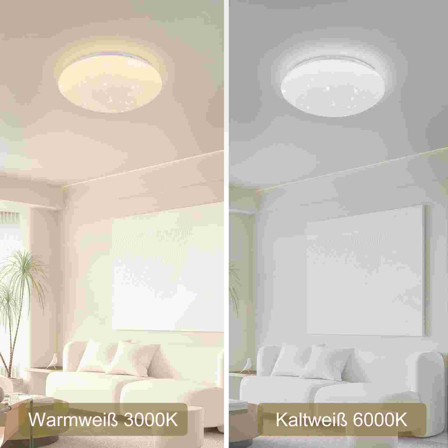 ZMH Deckenlampe LED Deckenleuchte Schlafzimmer - 18W Schlafzimmerlampe Sternenhimmel Warmwei? ?30cm Rund Bad Deckenbeleuchtung IP44 Wasserdicht Badlampe f¨¹r Wohnzimmer Kinderzimmer K¨¹che Flur