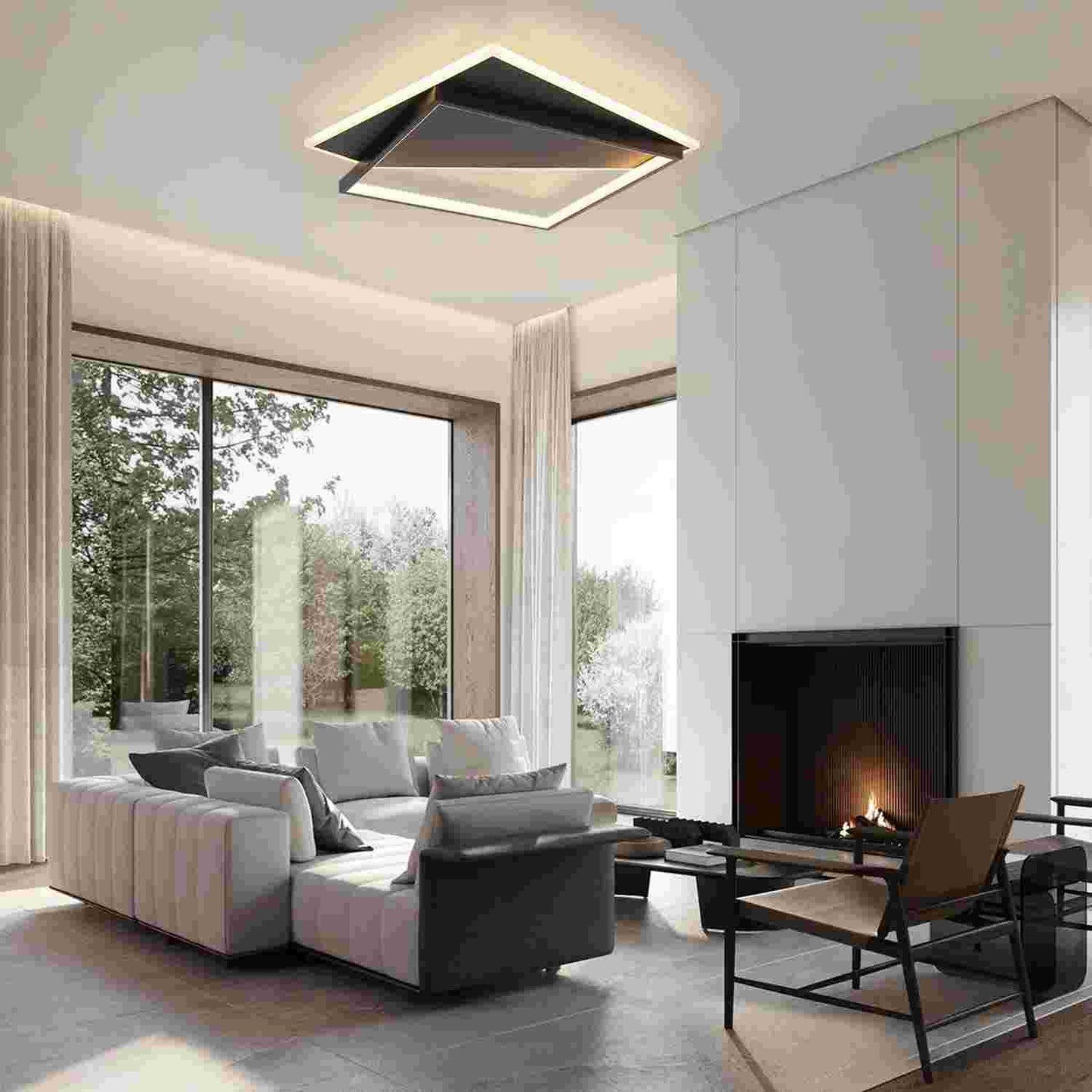 ZMH Deckenlampe LED Deckenleuchte Modern - Design 53W Wohnzimmerlampe Schwarz Dimmbar mit Fernbedienung Schlafzimmerlampe Wohnzimmer Deckenbeleuchtung f¨¹r Schlafzimmer K¨¹che Flur B¨¹ro