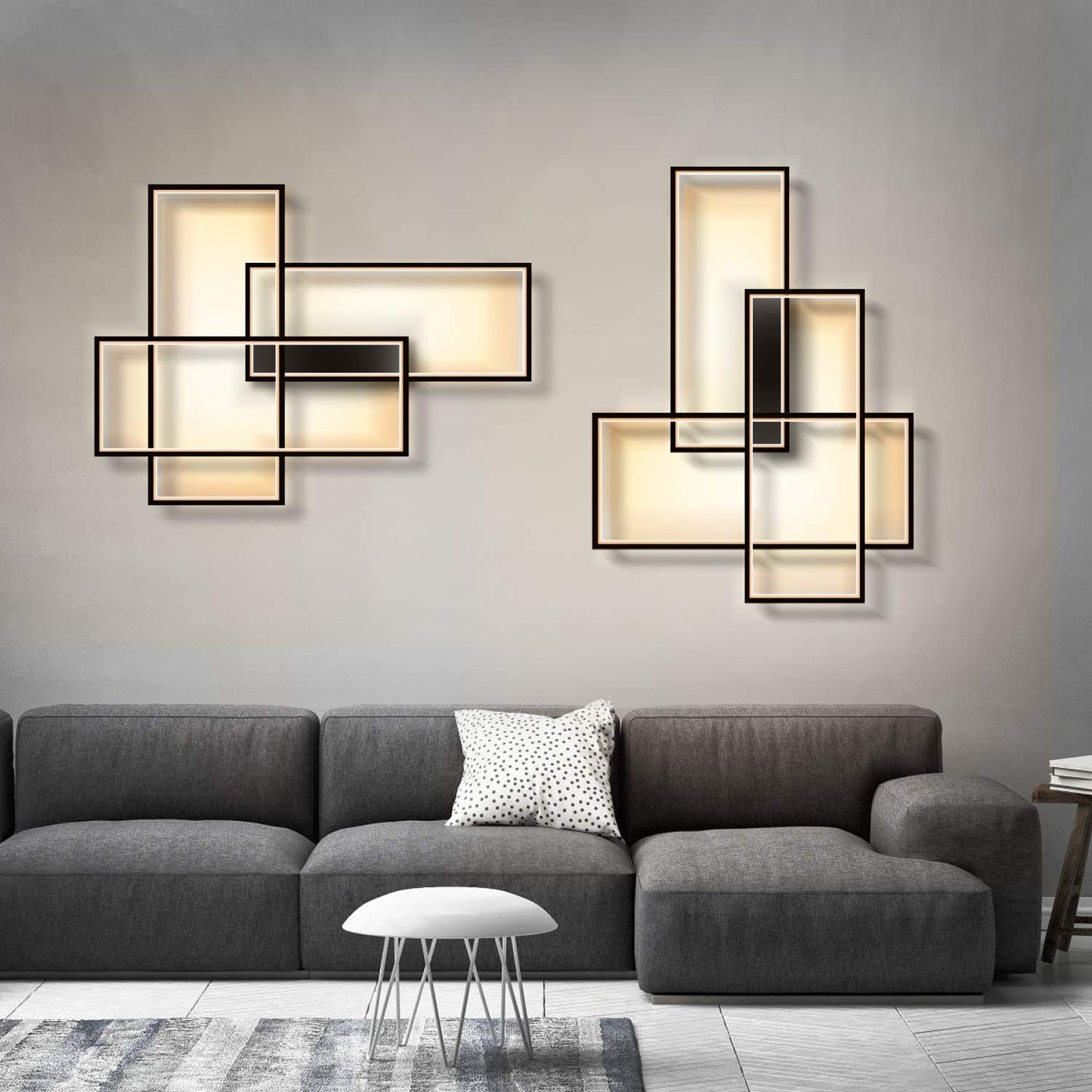 ZMH LED Deckenleuchte Modern Warmwei? Deckenlampe Geometrisch Wandlampe Schwarz Multifunktional Deckenbeleuchtung 35W f¨¹r Wohnzimmer Schlafzimmer Flur