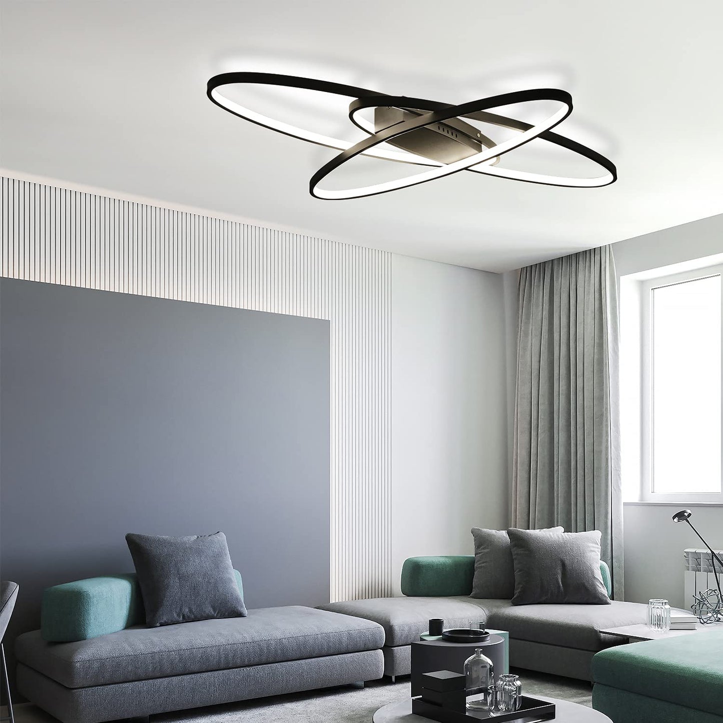 ZMH LED Deckenleuchte Dimmbar Schwarz Deckenlampe Modern Wohnzimmerlampe 75W mit Fernbedienung Innen Schlafzimmerlampe Deckenbeleuchtung f¨¹r Wohnzimmer Schlafzimmer K¨¹che esszimmer und B¨¹ro