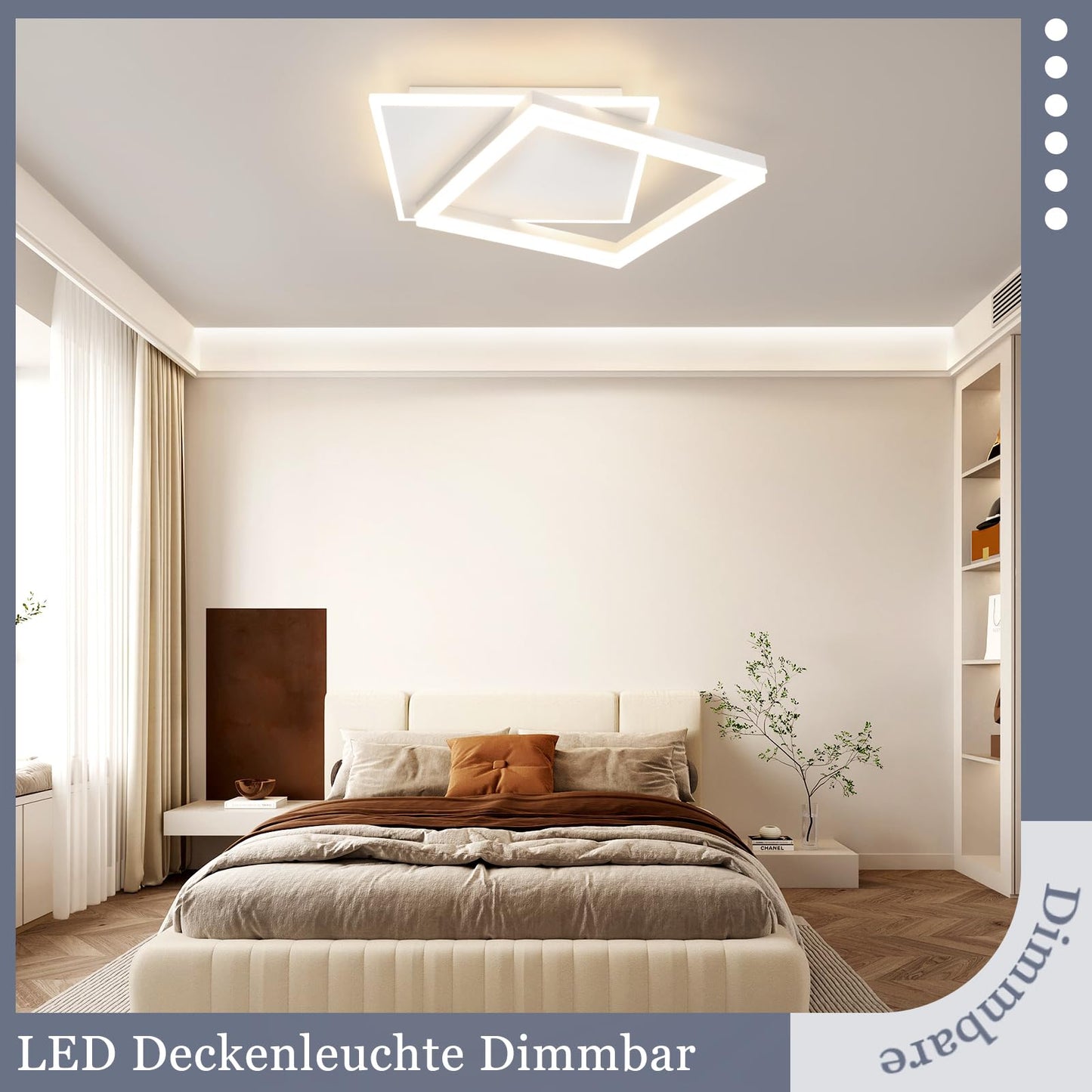 ZMH Deckenlampe LED Deckenleuchte Wohnzimmer - Wohnzimmerlampe Dimmbar mit Fernbedienung Schlafzimmerlampe Modern Schlafzimmer Deckenbeleuchtung 44W K¨¹chenlampe Wei? Flurlampe f¨¹r K¨¹che Kinderzimmer