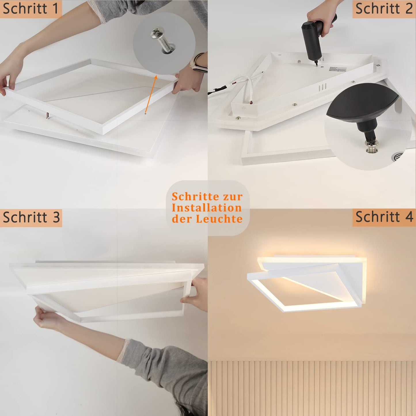 ZMH Deckenlampe LED Deckenleuchte Wohnzimmer - Dimmbar 53W Wohnzimmerlampe Modern Design mit Fernbedienung Deckenbeleuchtung f¨¹r Schlafzimmer K¨¹che Esszimmer Flur Treppenhaus Jugendzimmer
