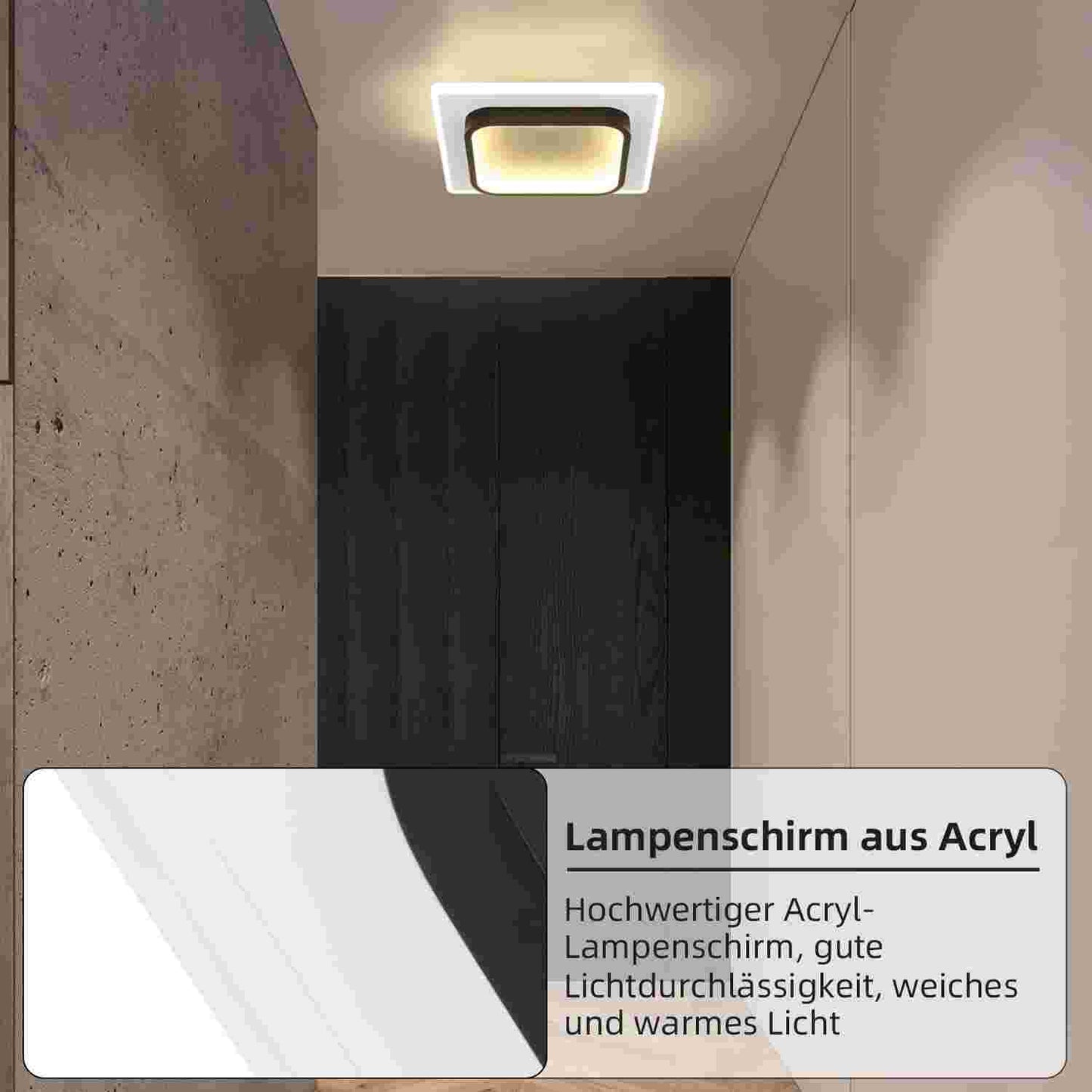 ZMH Deckenlampe LED Deckenleuchte Wohnzimmer - 16W K¨¹chenlampe Warmwei? Schlafzimmerlampe Modern Wohnzimmerlampe Schwarz Flur Deckenbeleuchtung Klein Flurlampe ?23.5cm f¨¹r K¨¹che Schlafzimmer