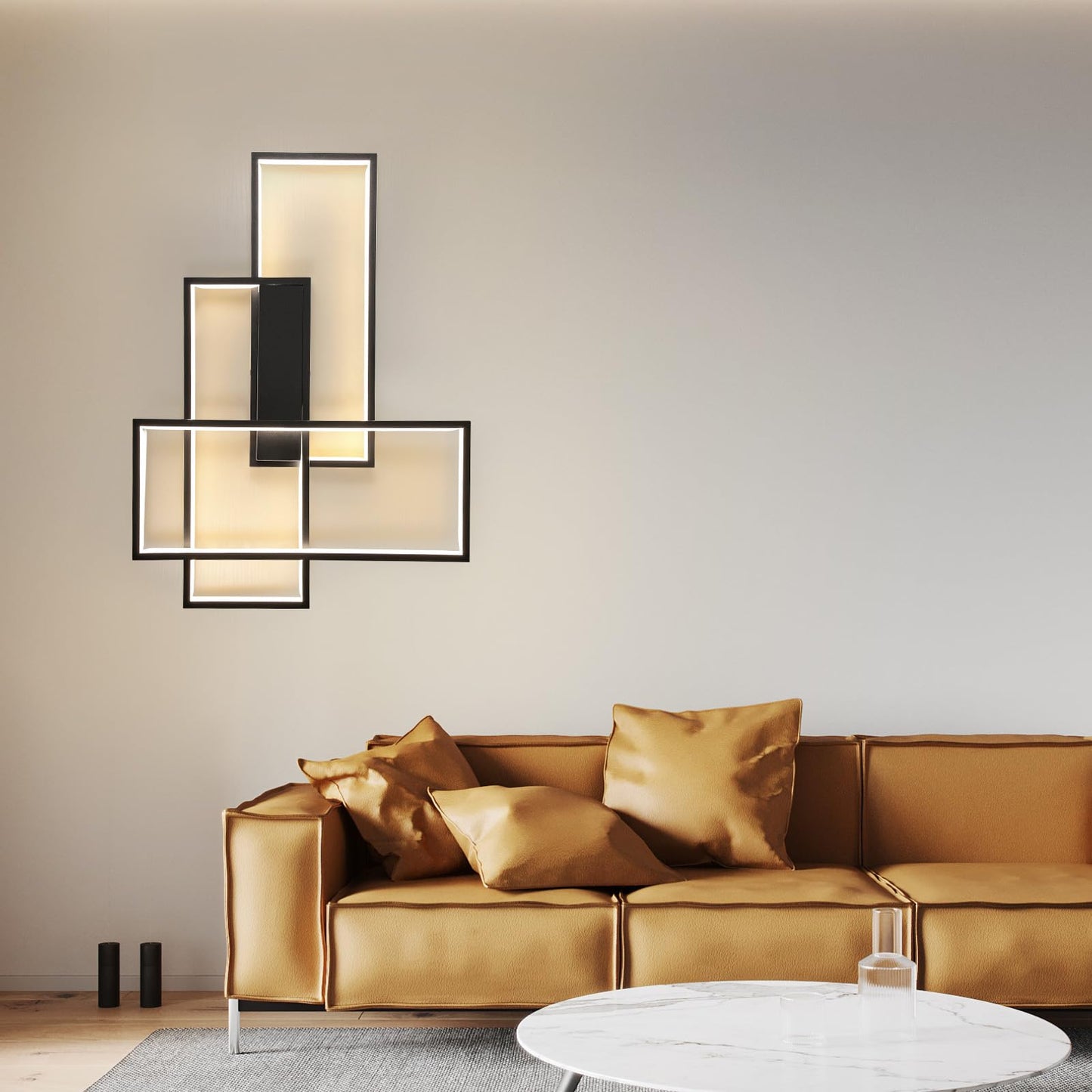 ZMH LED Deckenleuchte Dimmbar Modern Deckenlampe Schwarz Wohnzimmerlampe 65W Geometrisch Wandlampe Multifunktional Deckenbeleuchtung f¨¹r Wohnzimmer, Schlafzimmer, B¨¹ro, Flur und Balkon