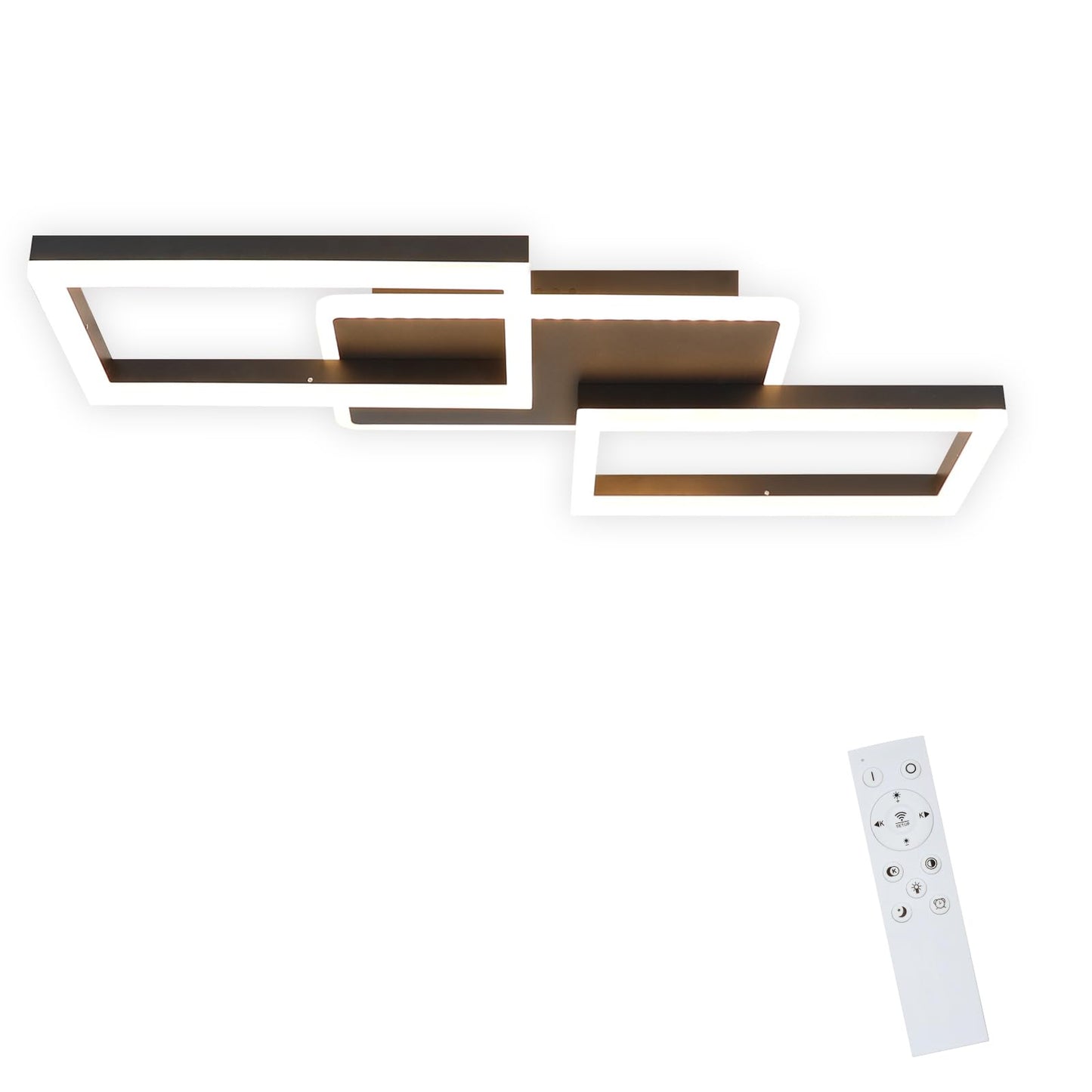ZMH LED Deckenleuchte Wohnzimmer Deckenlampe - 48W Dimmbar Schlafzimmerlampe Schwarz Flach Design mit Fernbedienung aus Metall Modern K¨¹chenlampe f¨¹r Schlafzimmer Esszimmer K¨¹che Flur Kinderzimmer