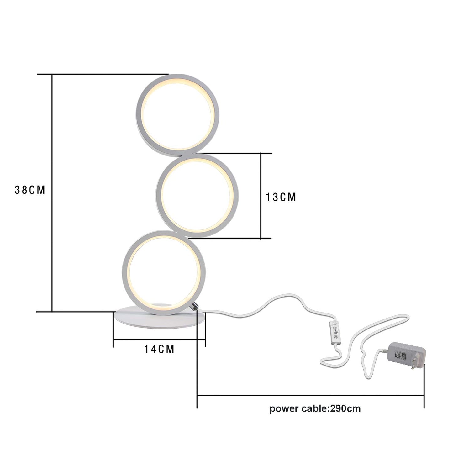 ZMH 2¡Á LED Tischlampe Dimmar Modern Nachttischlampe Wei? Schreibtischlampe in Ringform aus Aluminium, 12W Deko Nachtlampe f¨¹r Schlafzimmer Wohnzimmer Arbeitszimmer B¨¹ro