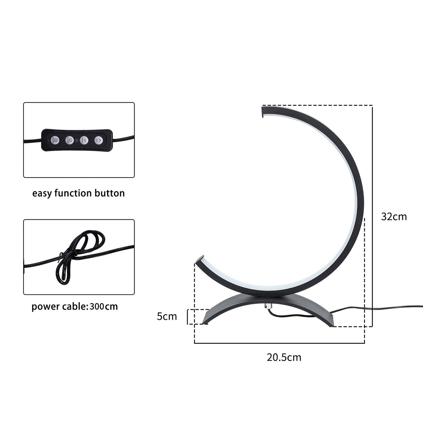 ZMH Led Tischlampe Dimmbar Nachttischlampe - Schwarz Tischleuchte aus Metall Design 7W Modern Nachttischleuchte Leselampe mit 3M Kabel f¨¹r Wohnzimmer Schlafzimmer Nachttisch Tisch