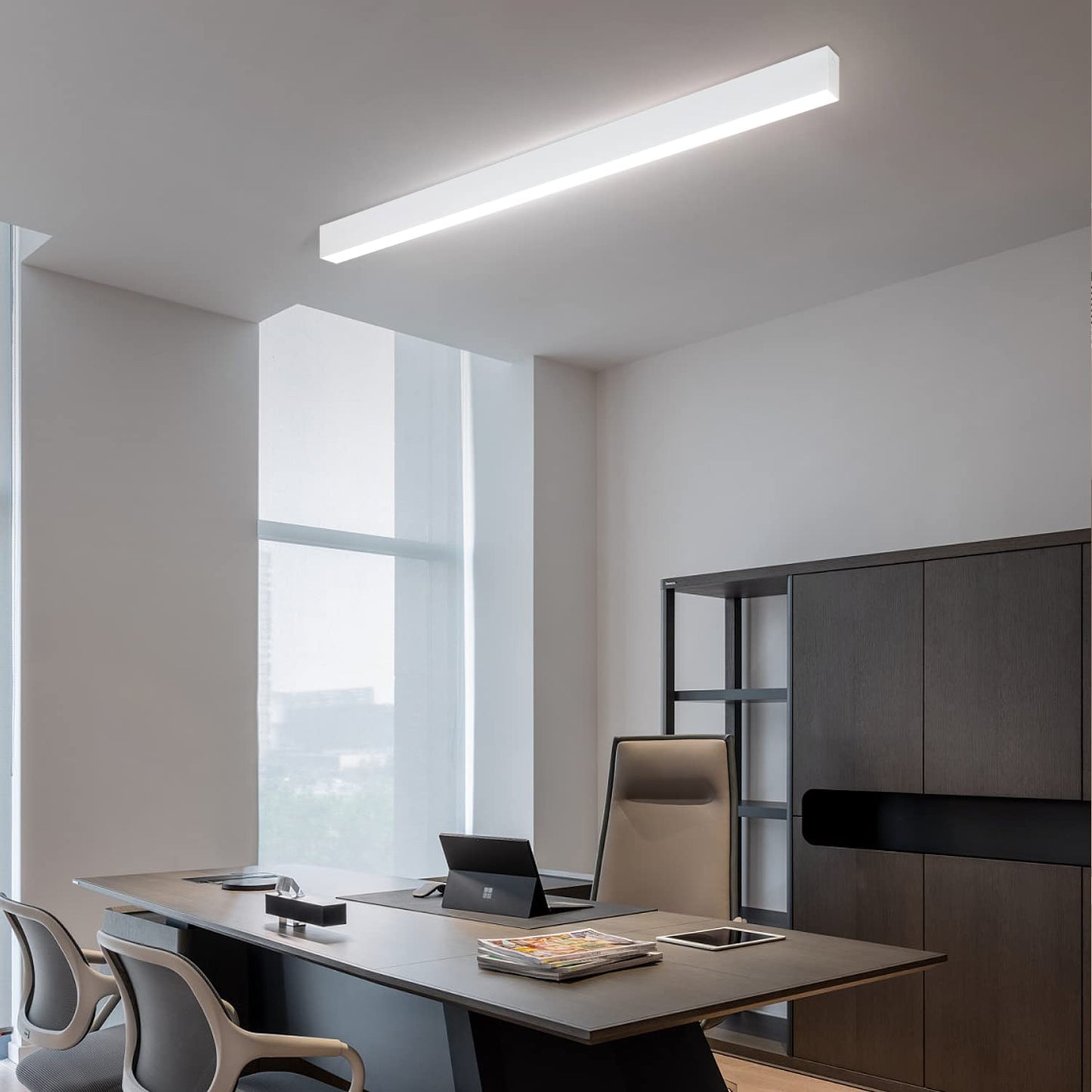 ZMH Deckenlampe LED Deckenleuchte Wohnzimmer - 58W Modern Schlafzimmer Wei? Deckenbeleuchtung 100CM Lang B¨¹rolampe Decke Dimmbar mit Fernbedienung Wohnzimmerlampe f¨¹r K¨¹che B¨¹ro Esszimmer