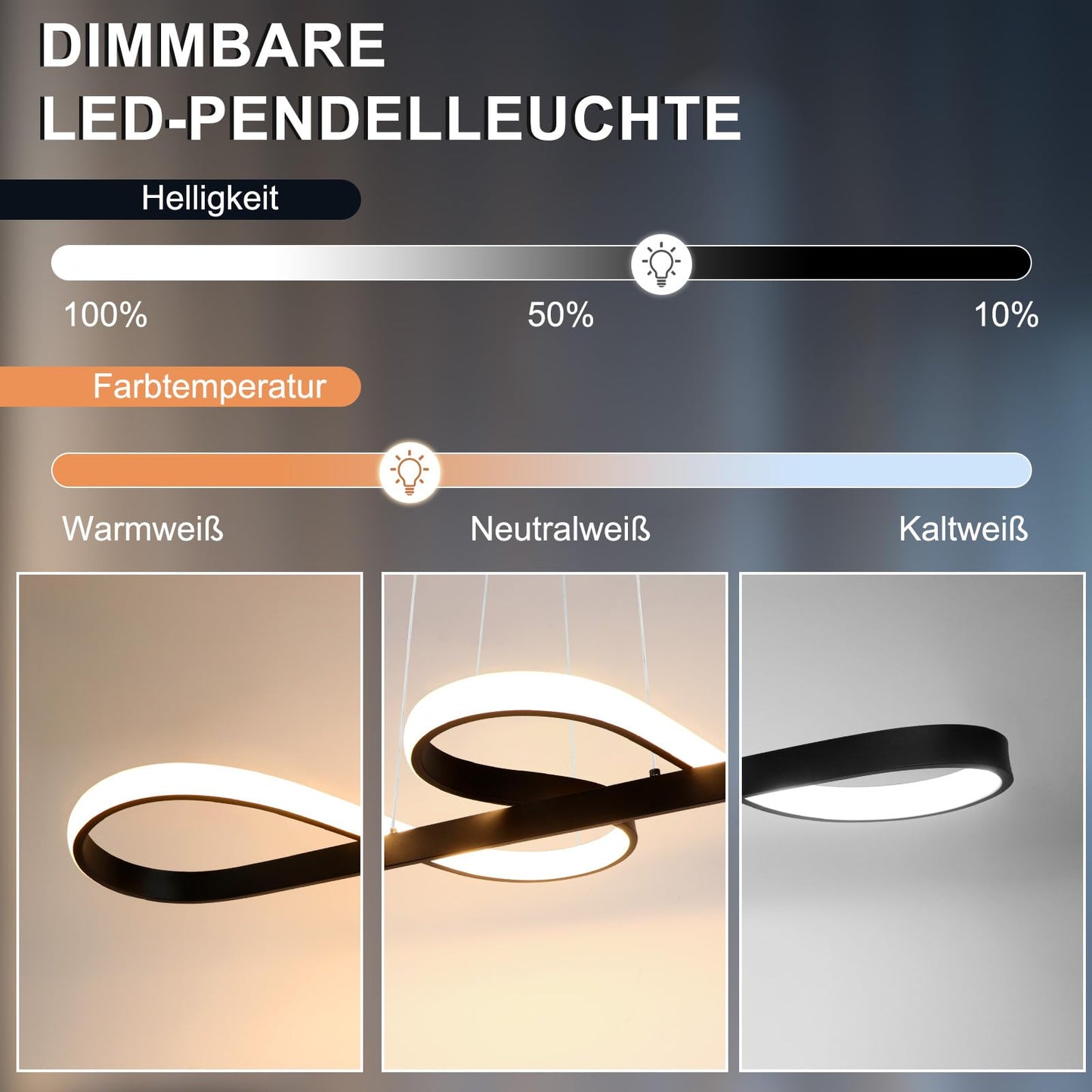 ZMH LED Pendelleuchte Esstisch H?ngelampe Dimmbar - H?ngeleuchte Schwarz 47W Esstischlampe mit Fernbedienung Esszimmerlampe Modern Design Pendellampe f¨¹r Esszimmer Arbeitszimmer Wohnzimmer K¨¹che B¨¹ro