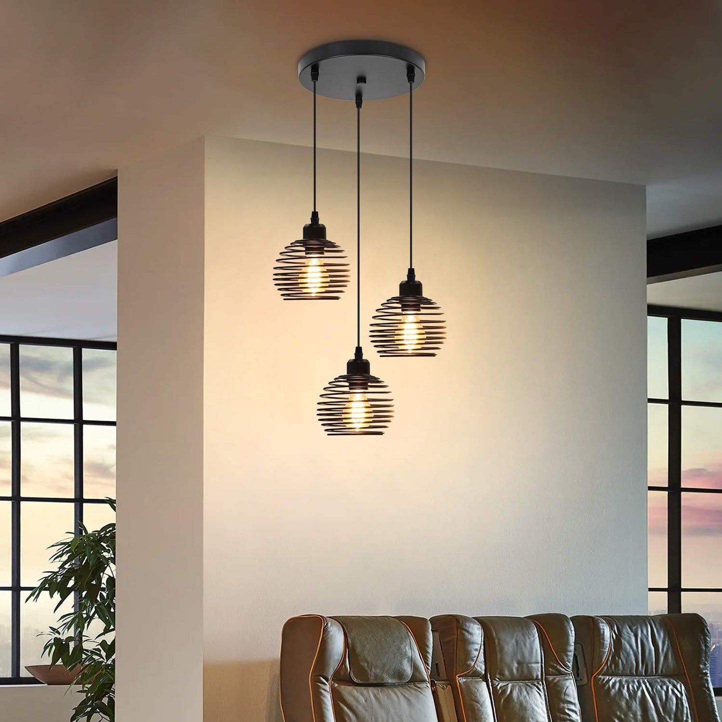 ZMH Pendelleuchte Esstisch H?ngelampe Vintage: Schwarz Esstischlampe E27 Esszimmerlampe Retro K¨¹che Industrial H?ngeleuchte Metall Pendellampe f¨¹r Esszimmer Wohnzimmer Arbeitszimmer B¨¹ro Restaurant