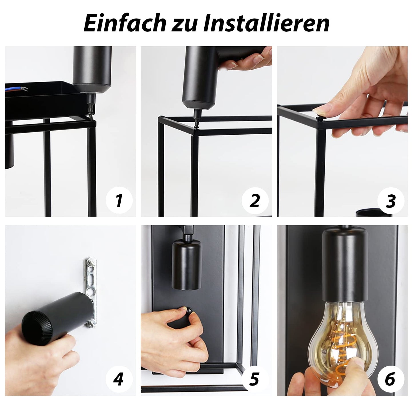 ZMH Wandleuchte Innen Wandlampe Schwarz - Wandbeleuchtung Vintage Schlafzimmer Treppenhaus Beleuchtung Retro Flurlampe E27 Metall Industrial Style f¨¹r Wohnzimmer K¨¹che - Ohne Leuchtmittel