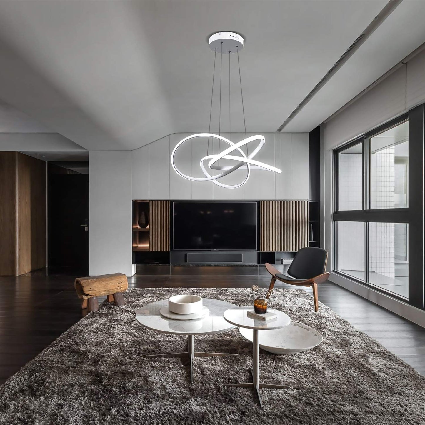 ZMH LED Pendelleuchte Esstisch in Wei? Moderne H?ngelampe ?62cm Ringe Kronleuchter Wohnzimmer 62W Dimmbar mit Fernbedienung H?he Einstellbar Innen Beleuchtung Pendant Lamp Restaurant Schlafzimmer