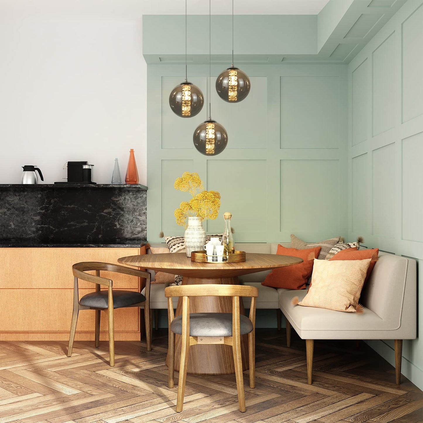 ZMH Pendelleuchte esstisch H?ngelampe Modern - Esszimmerlampe H?henverstellbar H?ngeleuchte 3-Flammig aus Glas Esstischlampe in Farbe Grau K¨¹chen Wohnzimmerlampe Schlafzimmerlampe Flurlampe