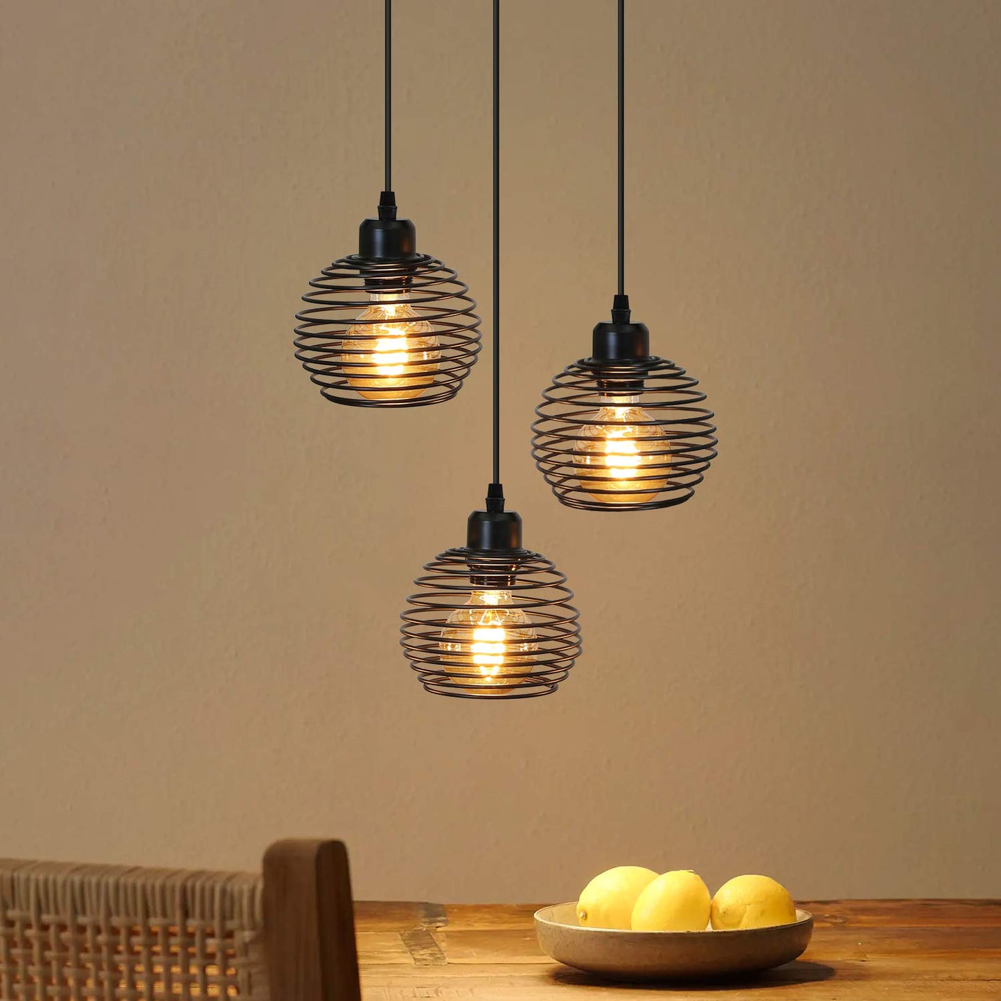 ZMH Pendelleuchte Esstisch H?ngelampe Vintage: Schwarz Esstischlampe E27 Esszimmerlampe Retro K¨¹che Industrial H?ngeleuchte Metall Pendellampe f¨¹r Esszimmer Wohnzimmer Arbeitszimmer B¨¹ro Restaurant