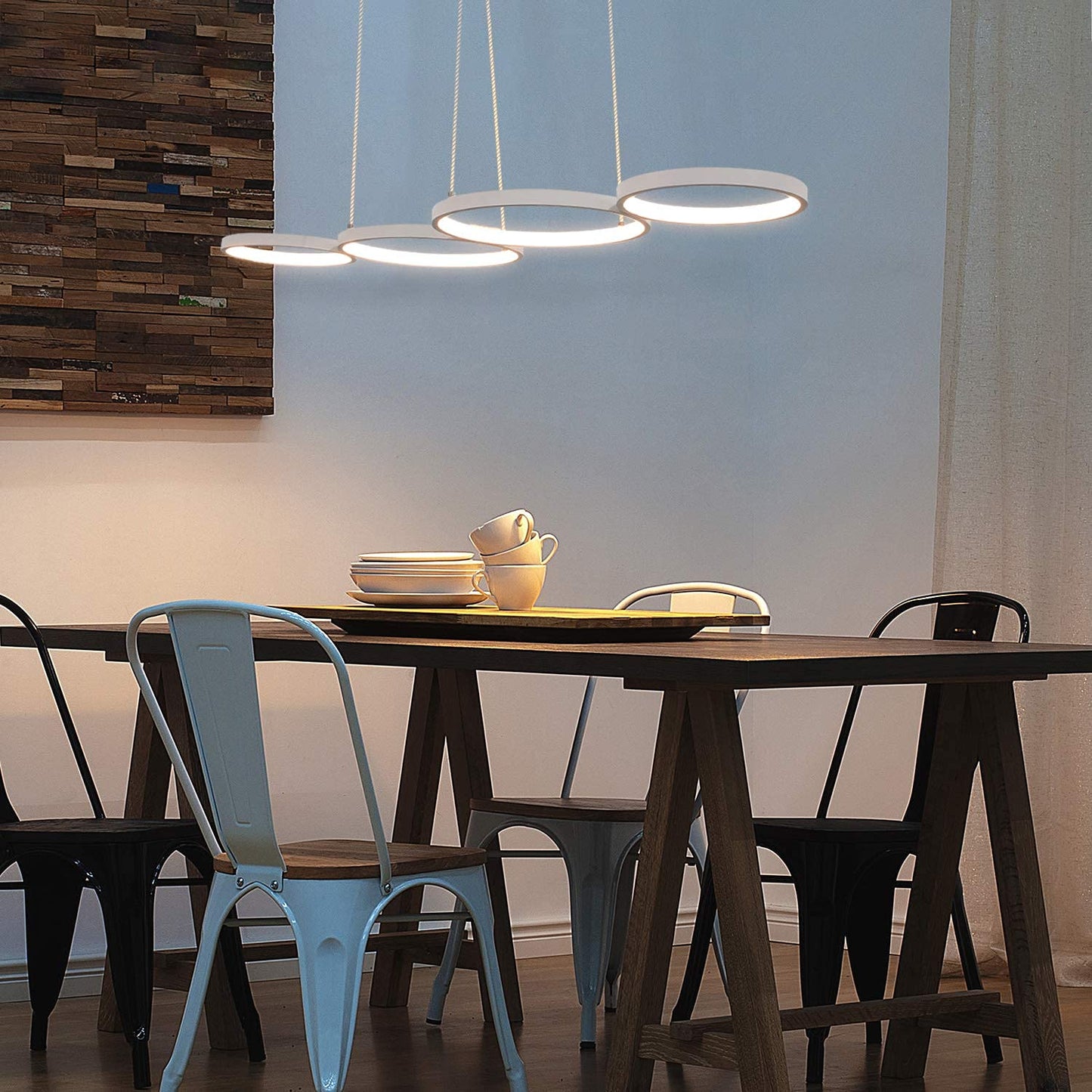 ZMH Pendelleuchte LED Pendellampe Dimmbar mit Fernbedienung 54W Esstischlampe Esstisch Wei? H?ngelampe Ring H?henverstellbar Esszimmerlampe f¨¹r Wohnzimmer Schlafzimmer Arbeitszimmer B¨¹ro Esszimmer