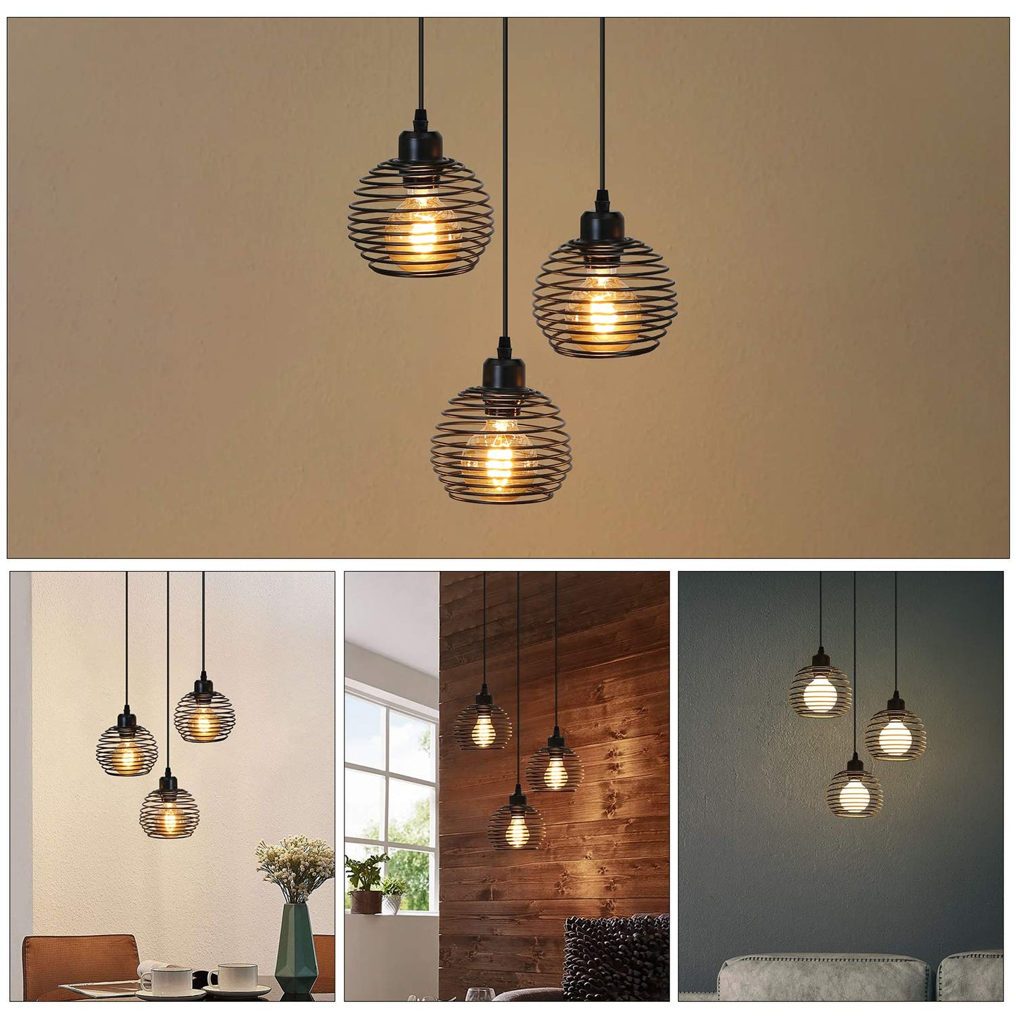 ZMH Pendelleuchte Esstisch H?ngelampe Vintage: Schwarz Esstischlampe E27 Esszimmerlampe Retro K¨¹che Industrial H?ngeleuchte Metall Pendellampe f¨¹r Esszimmer Wohnzimmer Arbeitszimmer B¨¹ro Restaurant