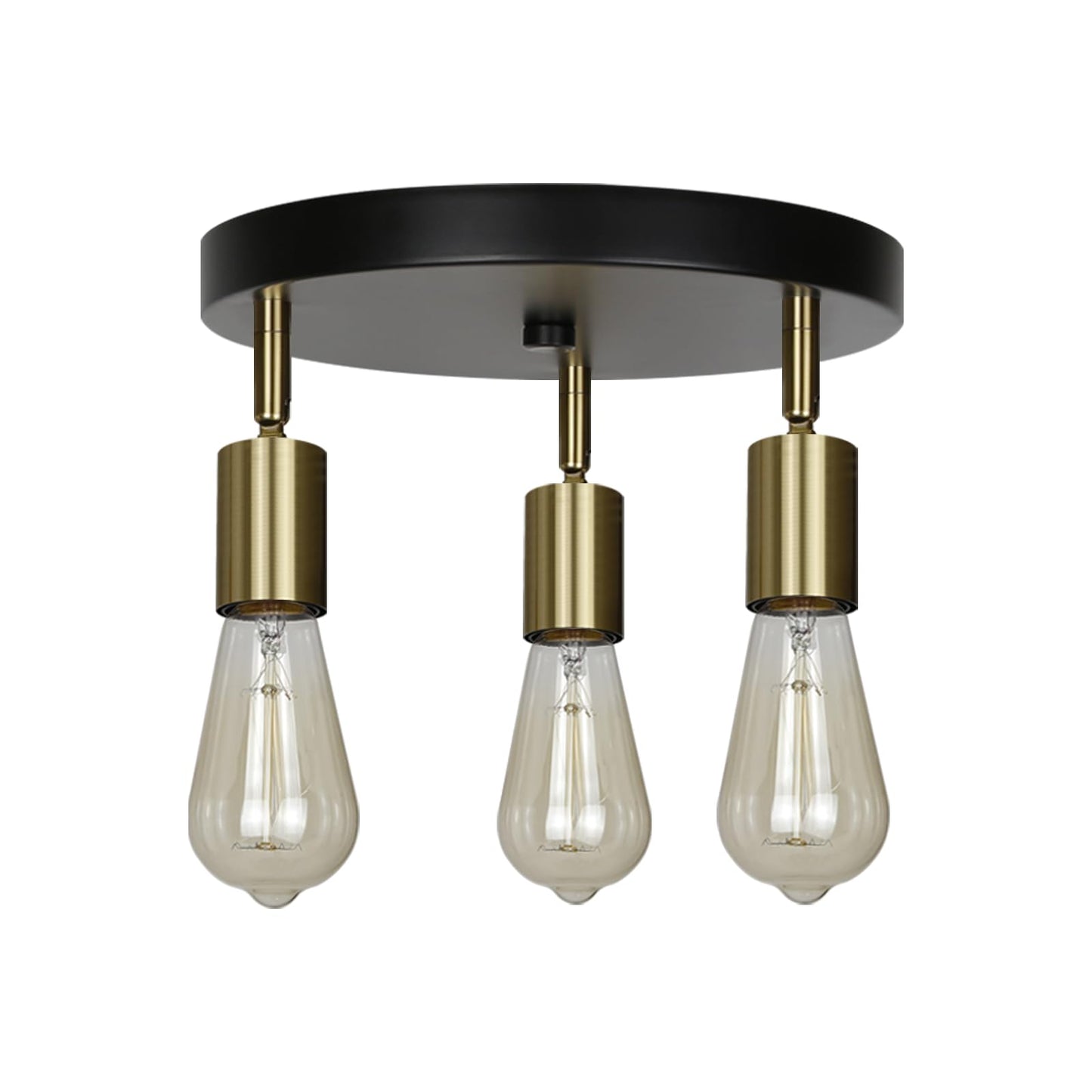 ZMH Deckenlampe Vintage 3 Flammig Deckenstrahler - Rund Deckenleuchte Modern Schlafzimmerlampe Schwarzgold E27 Kronleuchter Industrial Schwenkbar f¨¹r Schlafzimmer Esszimmer K¨¹che Flur Wohnzimmer
