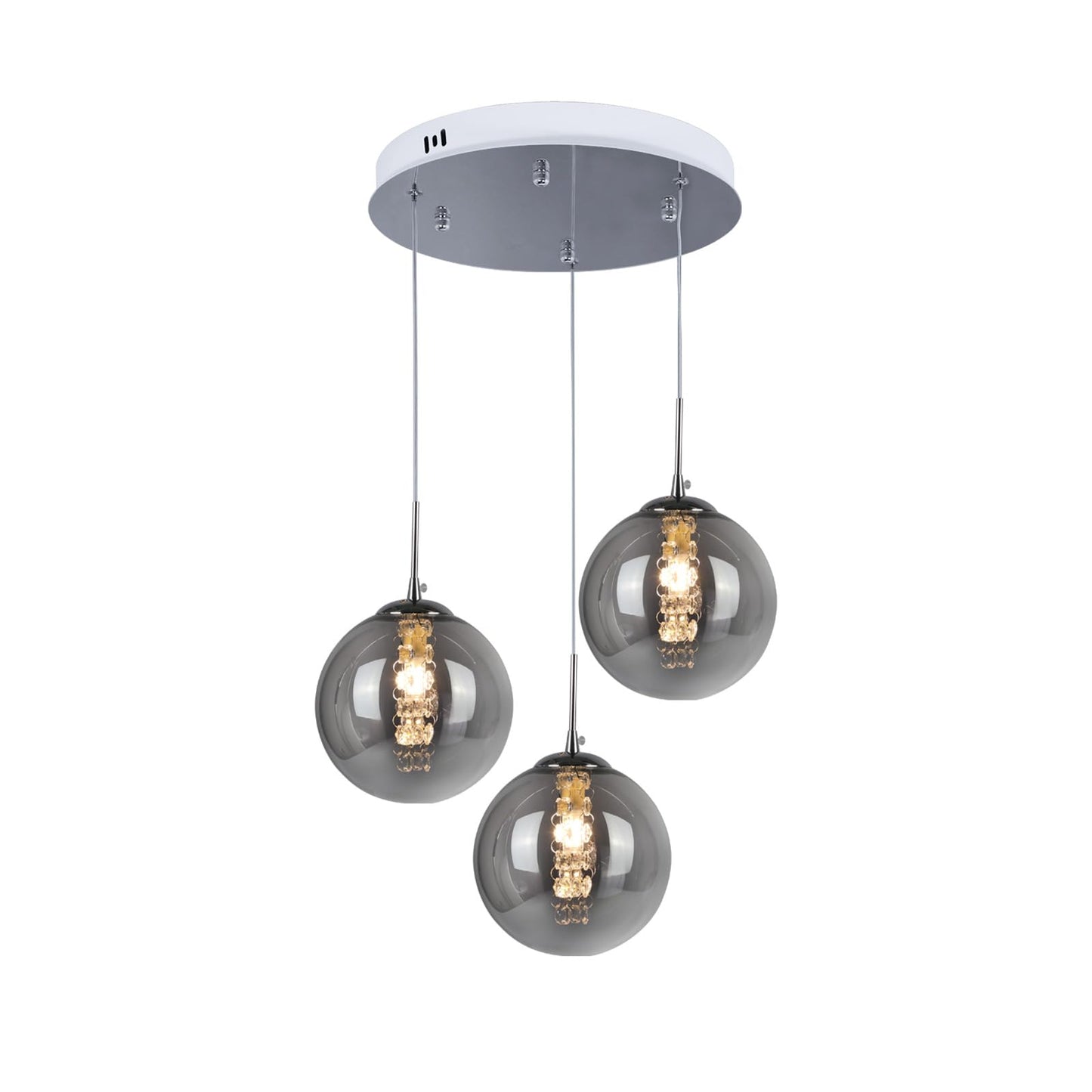 ZMH Pendelleuchte esstisch H?ngelampe Modern - Esszimmerlampe H?henverstellbar H?ngeleuchte 3-Flammig aus Glas Esstischlampe in Farbe Grau K¨¹chen Wohnzimmerlampe Schlafzimmerlampe Flurlampe