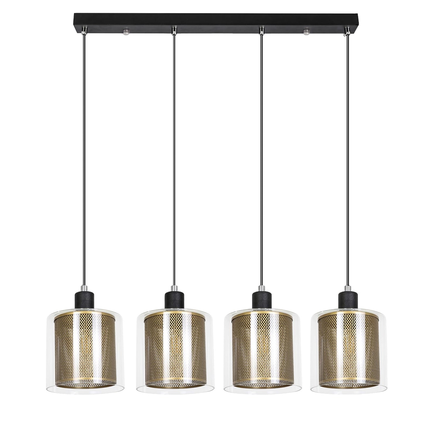 ZMH Pendelleuchte Esstisch H?ngelampe Vintage Retro - Schwarzgold Design H?ngeleuchte 4 Flammige E14 Esstischlampe aus Glas und Metall Industial Esszimmerlampe Pendellampe Wohnzimmer Arbeitszimmer