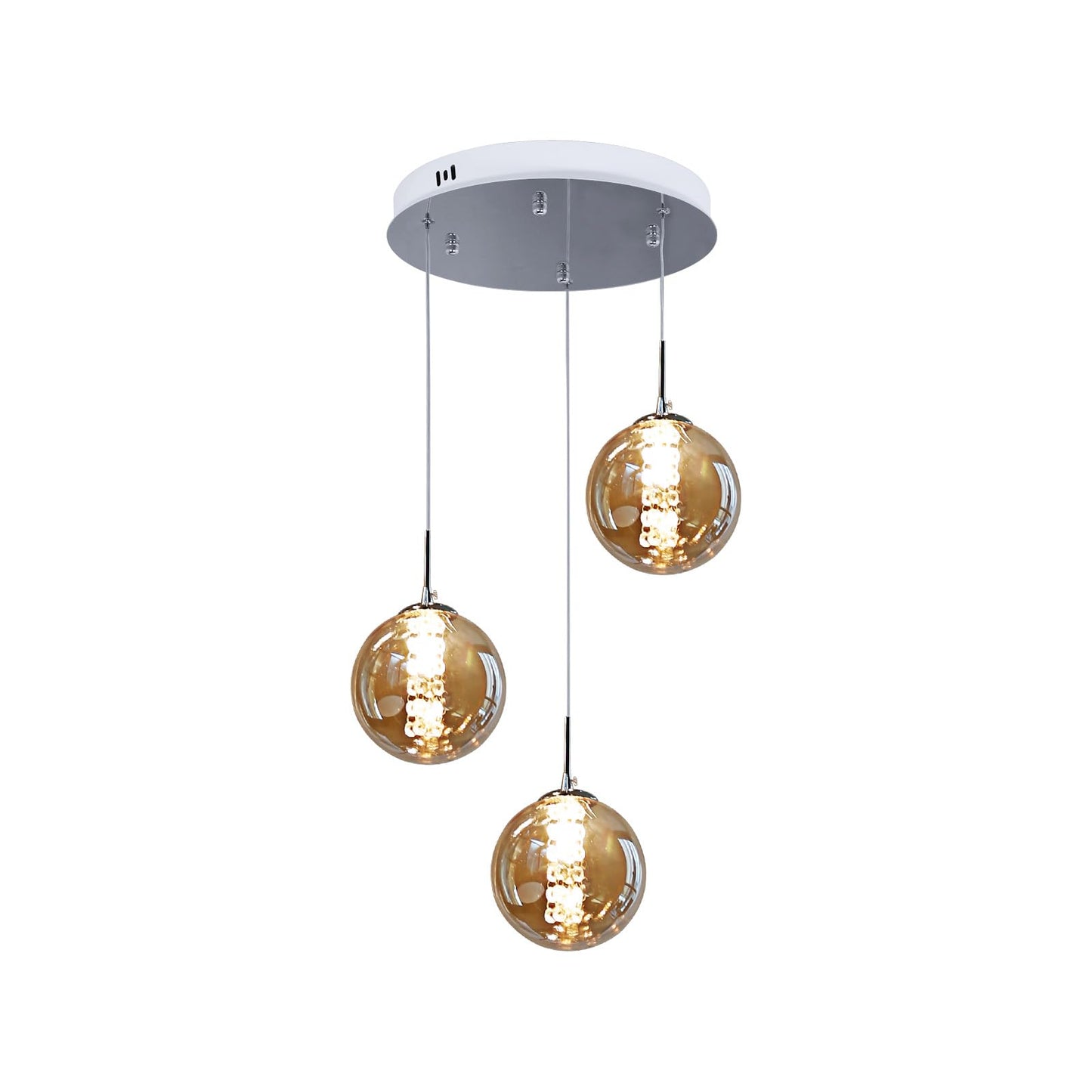 ZMH Pendelleuchte esstisch Pendellampe H?henverstellbar Kronleuchter H?ngeleuchte 3-Flammig aus Glas in Farbe Bernstein K¨¹chen Wohnzimmerlampe Schlafzimmerlampe Flurlampe