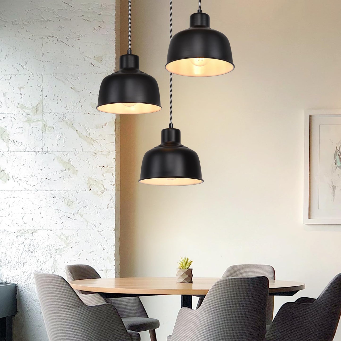 ZMH Pendelleuchte Esstisch H?ngelampe Vintage: Schwarz Esstischlampe E27 H?ngeleuchte Schlafzimmer Industrial Esszimmerlampe Retro K¨¹chenlampe mit 3 Flammig Pendellampe f¨¹r Wohnzimmer Hotel Restaurant