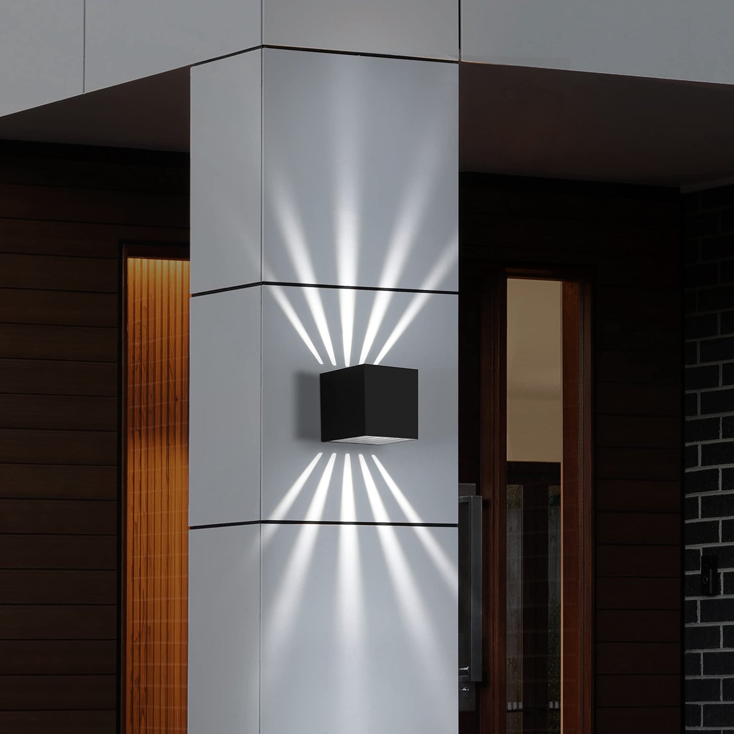 ZMH 2 St¨¹ck Wandlampe LED Wandleuchte Innen & Au?en - Schwarz Au?enlampe IP65 Wasserdicht Au?enwandleuchte 3000K Kaltwei? Up Down 10W Wandbeleuchtung f¨¹r Treppenhaus Flur Balkon Badezimmer