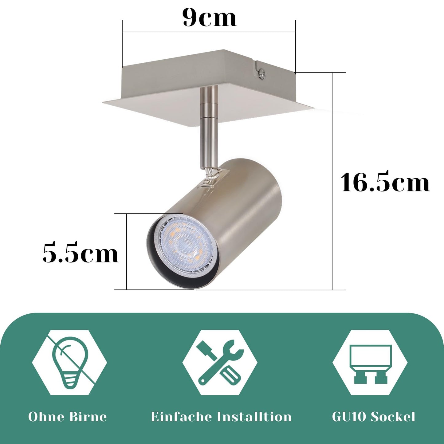 ZMH Deckenstrahler 1 Flammig Deckenleuchte GU10 - LED Deckenlampe Flur 330¡ãSchwenkbar Modern Deckenspots Innen f¨¹r Schlafzimmer Wohnzimmer Kinderzimmer K¨¹che Flur Ohne Leuchtmittel