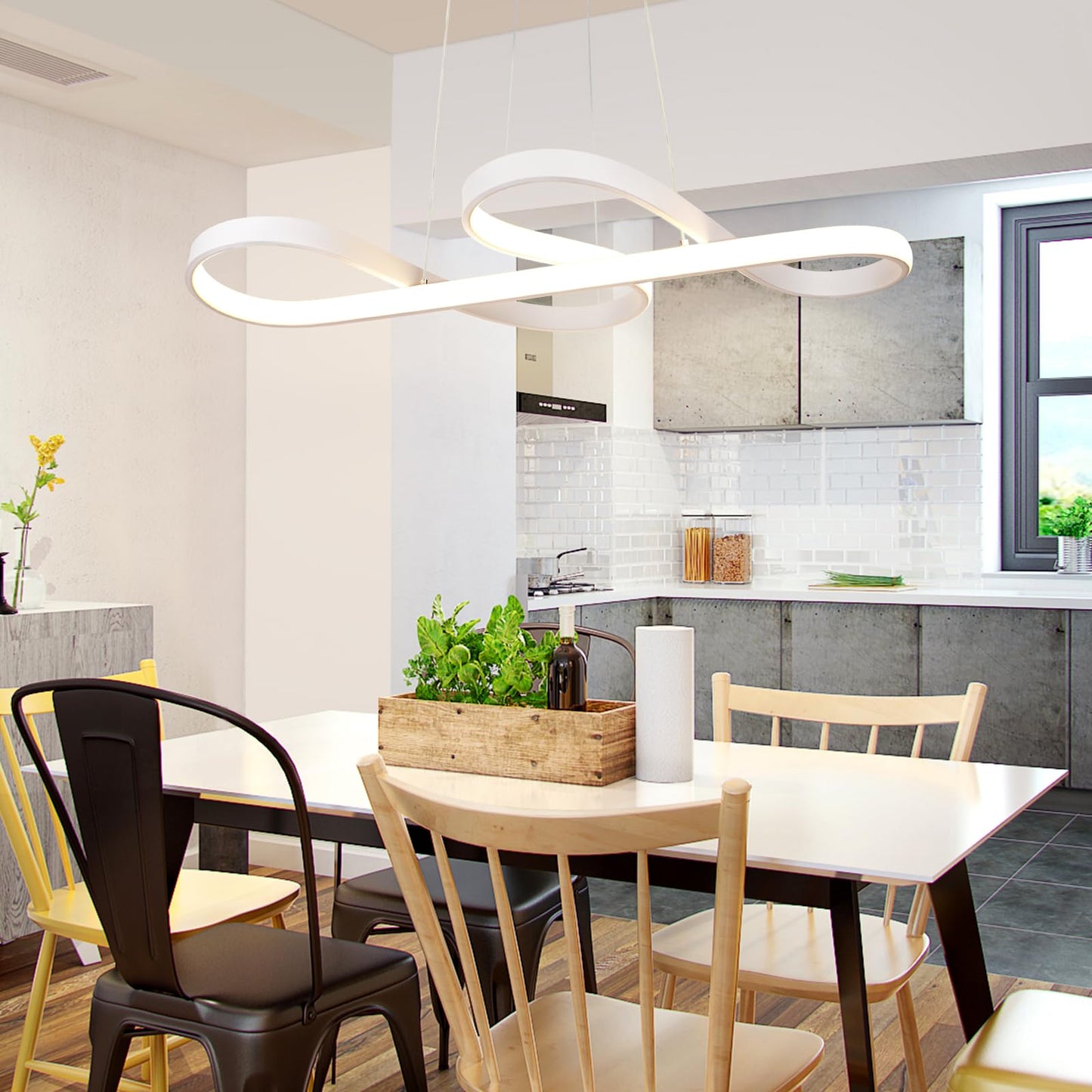 ZMH Pendelleuchte Esstisch LED H?ngeleuchte - K¨¹chenlampe H?ngend Dimmbar H?ngelampe Wohnzimmer 47W Esstischlampe Wei? Schlafzimmer Esszimmerlampe Modern Pendellampe H?henverstellbar f¨¹r K¨¹che