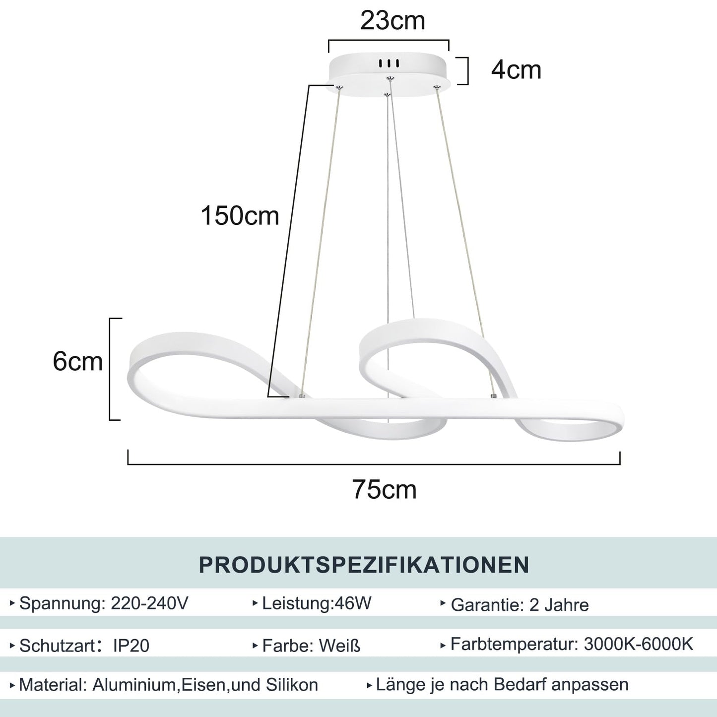 ZMH Pendelleuchte Esstisch LED H?ngeleuchte - K¨¹chenlampe H?ngend Dimmbar H?ngelampe Wohnzimmer 47W Esstischlampe Wei? Schlafzimmer Esszimmerlampe Modern Pendellampe H?henverstellbar f¨¹r K¨¹che