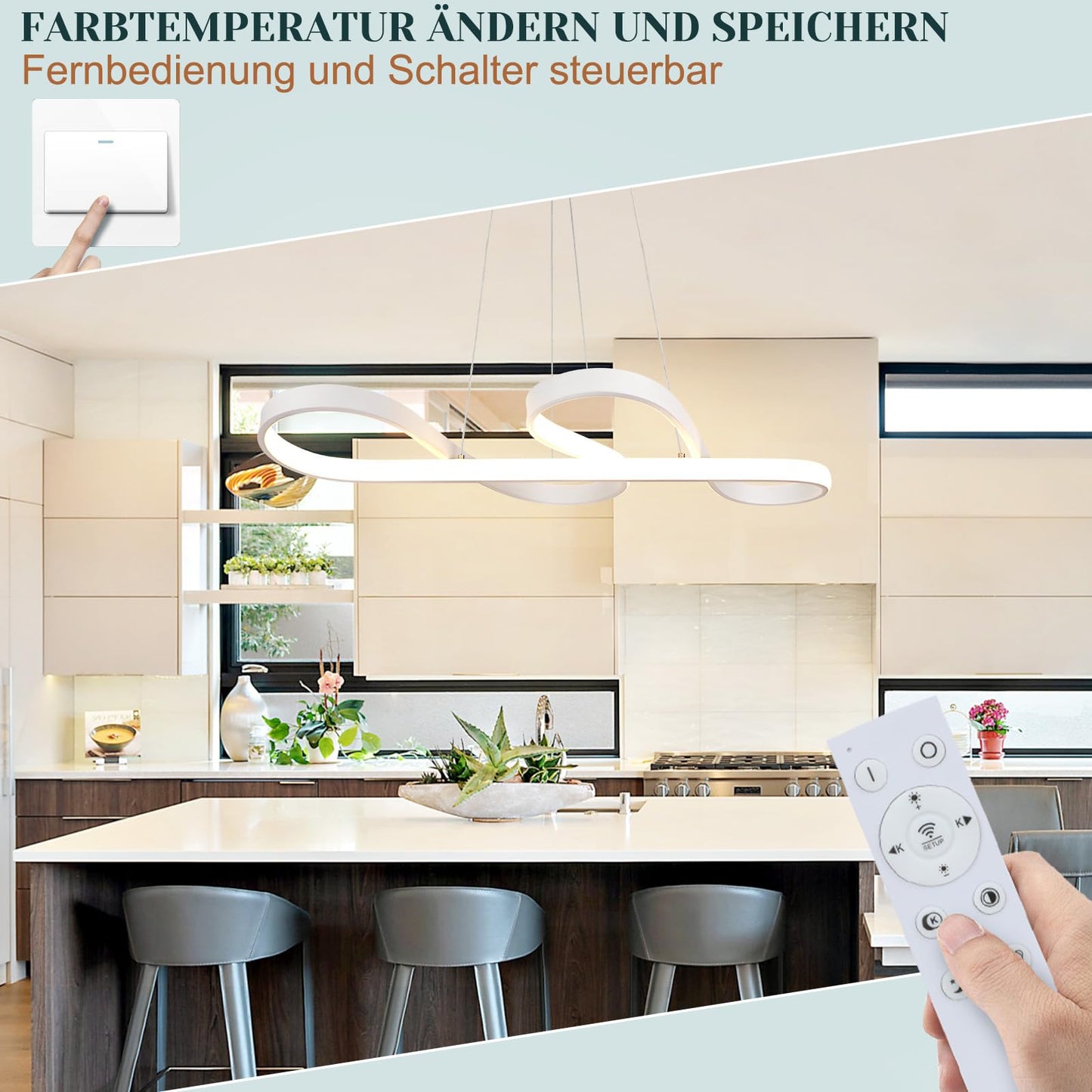 ZMH Pendelleuchte Esstisch LED H?ngeleuchte - K¨¹chenlampe H?ngend Dimmbar H?ngelampe Wohnzimmer 47W Esstischlampe Wei? Schlafzimmer Esszimmerlampe Modern Pendellampe H?henverstellbar f¨¹r K¨¹che
