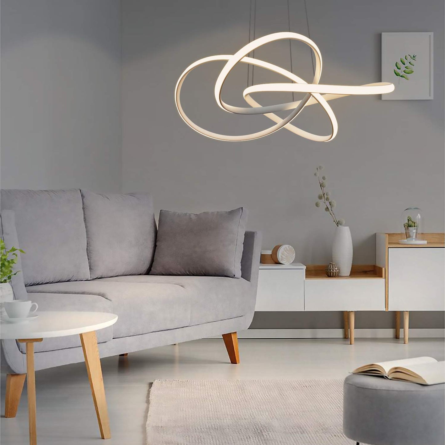 ZMH LED Pendelleuchte Esstisch in Wei? Moderne H?ngelampe ?62cm Ringe Kronleuchter Wohnzimmer 62W Dimmbar mit Fernbedienung H?he Einstellbar Innen Beleuchtung Pendant Lamp Restaurant Schlafzimmer