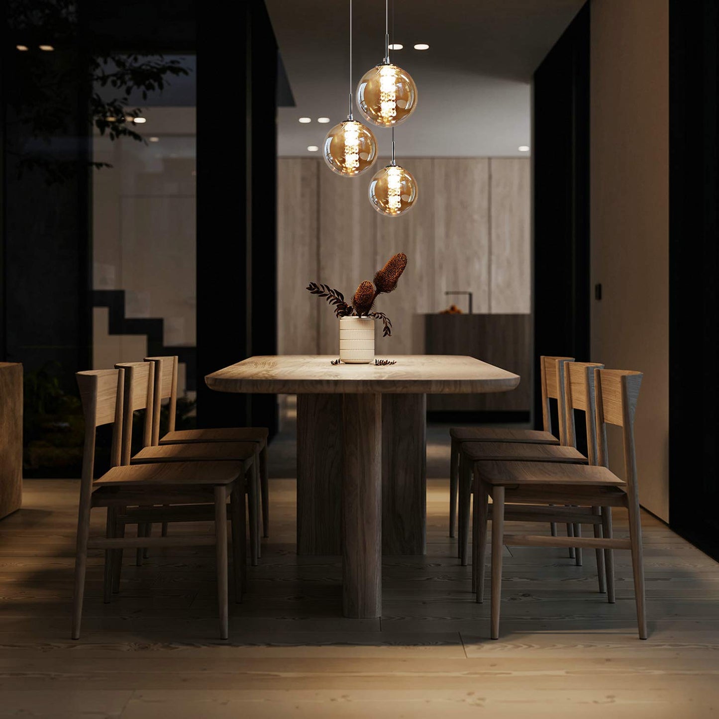 ZMH Pendelleuchte esstisch Pendellampe H?henverstellbar Kronleuchter H?ngeleuchte 3-Flammig aus Glas in Farbe Bernstein K¨¹chen Wohnzimmerlampe Schlafzimmerlampe Flurlampe