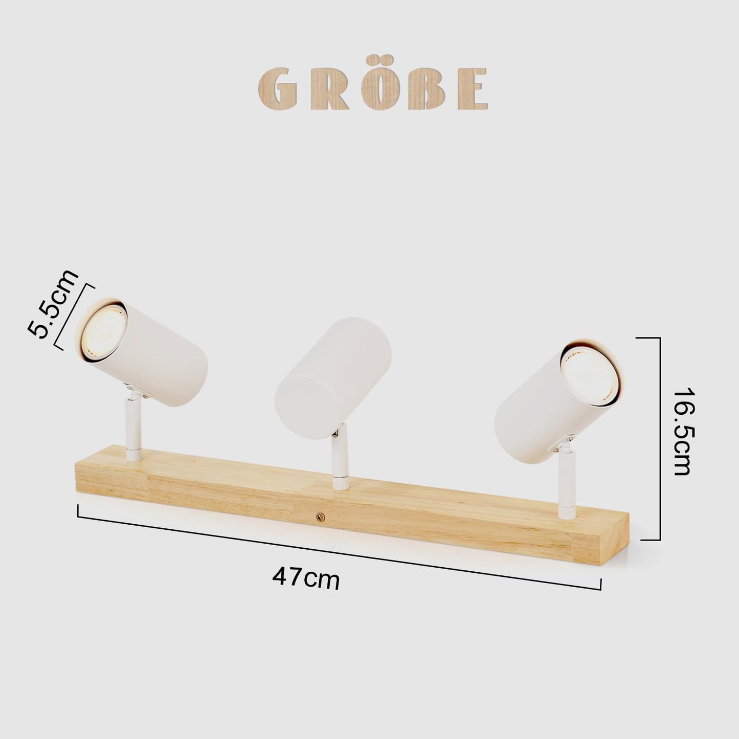 ZMH Deckenleuchte Holz 3 Flammig Deckenstrahler - Modern Deckenlampe GU10 Spots Industrial Wei? Schwenkbar 350¡ã Retro Wandstrahler f¨¹r Schlafzimmer Wohnzimmer Arbeitszimmer Flur K¨¹che