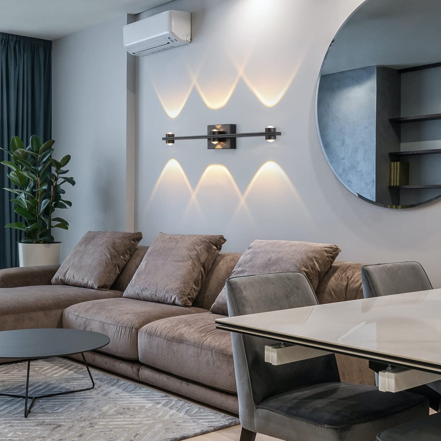 ZMH LED Wandleuchte innen schwarz Wandlampe - 7W Modern Treppenhaus Wandbeleuchtung 3000K Warmwei? Up Down Spotlich Wohnzimmer Wandlicht Flurlampe aus Metall Wanddeko f¨¹r Schlafzimmer Kinderzimmer