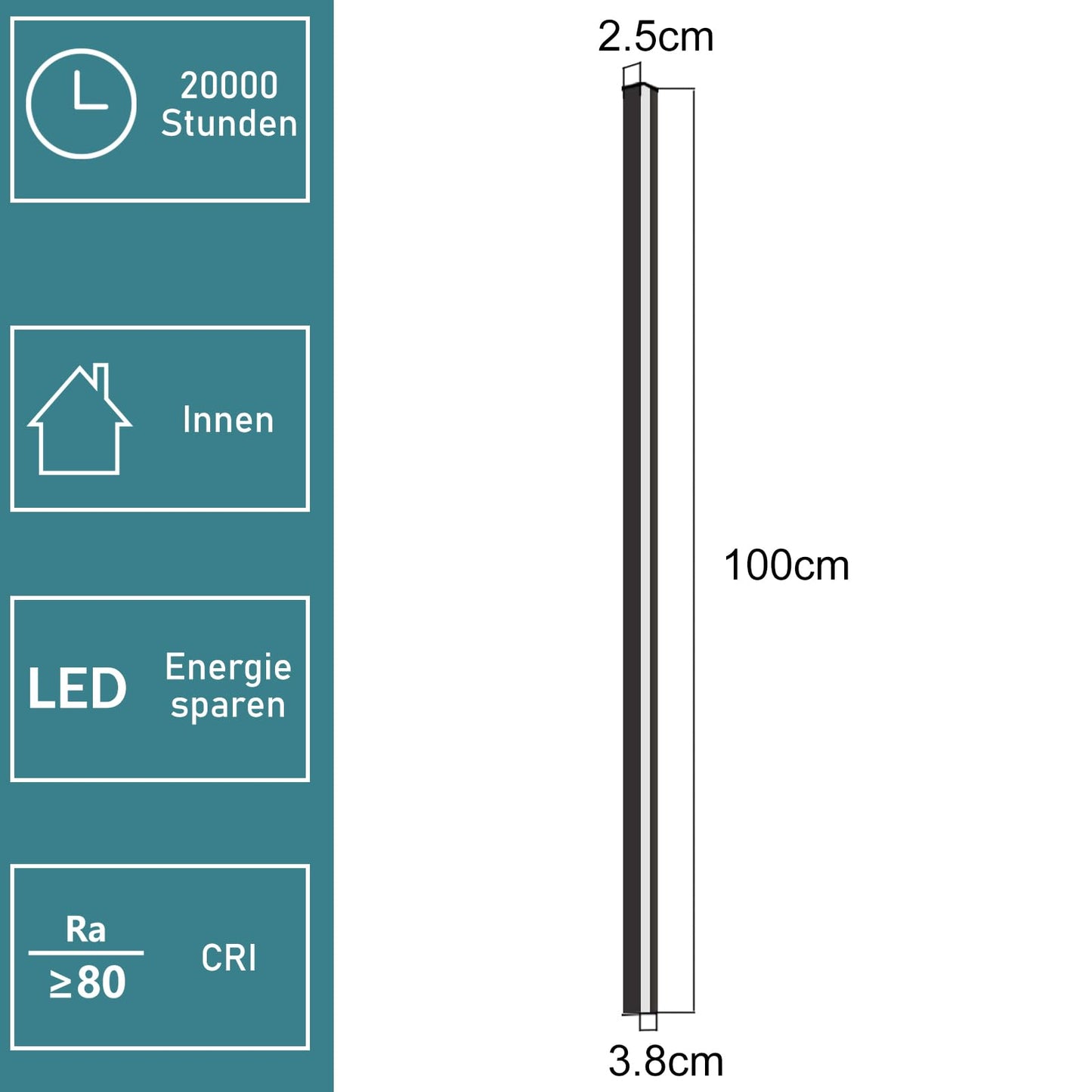 ZMH Wandlampe led Wandleuchte innen - Modern 100CM 34W Flur Up Down Warmwei? Flurlampe Wohnzimmerlampe Schwarze Bettlampe Wandbeleuchtung f¨¹r Treppenhaus Wohnzimmer Kinderzimmer Schlafzimmer