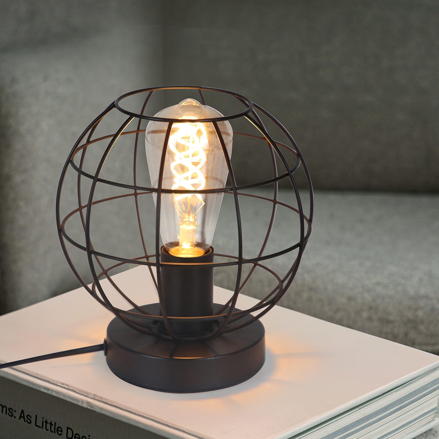 ZMH Tischlampe Vintage Tischleuchte Schwarz - Retro Nachttischlampe Lampe E27 Fassung aus Metall Industrial Deko f¨¹r Wohnzimmer Kinderzimmer Schreibtisch Schlafzimmer - Max 40W - Ohne Leuchtmittel