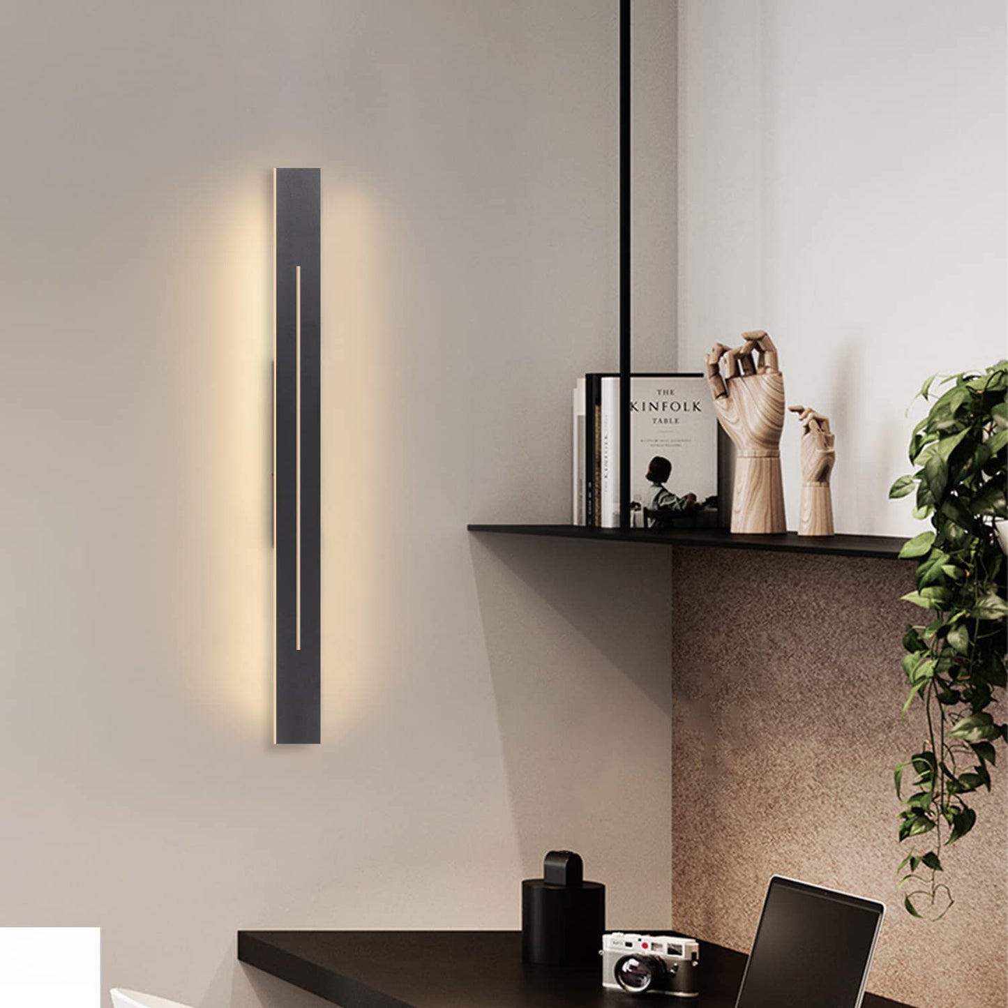 ZMH Wandlampe LED Wandleuchte Innen - Flurlampe Modern 60CM Wohnzimmerlampe 20W Flur Schlafzimmerlampe Schwarz Warmwei? Bettlampe Schlafzimmer Wandbeleuchtung f¨¹r Treppenhaus Wohnzimmer Kinderzimmer