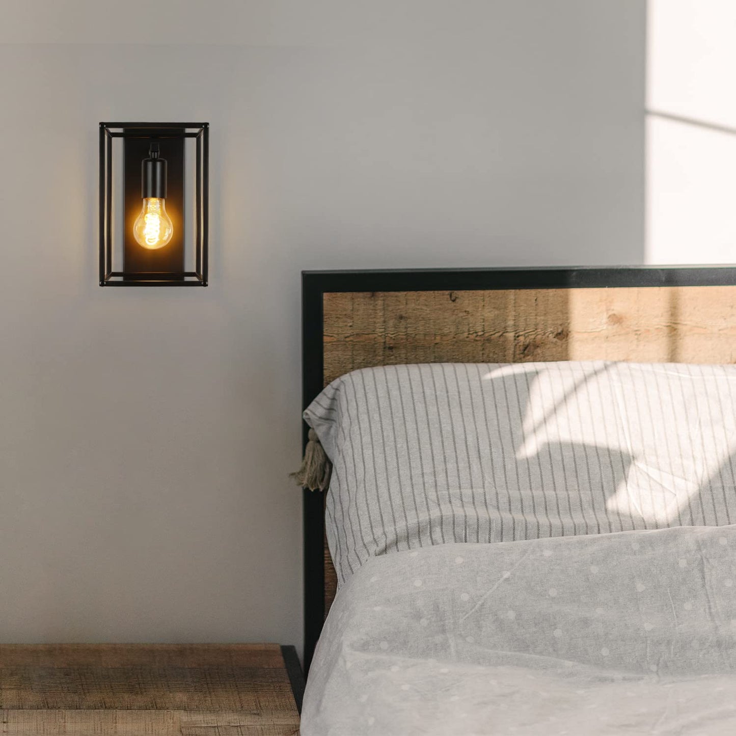ZMH Wandleuchte Innen Wandlampe Schwarz - Wandbeleuchtung Vintage Schlafzimmer Treppenhaus Beleuchtung Retro Flurlampe E27 Metall Industrial Style f¨¹r Wohnzimmer K¨¹che - Ohne Leuchtmittel