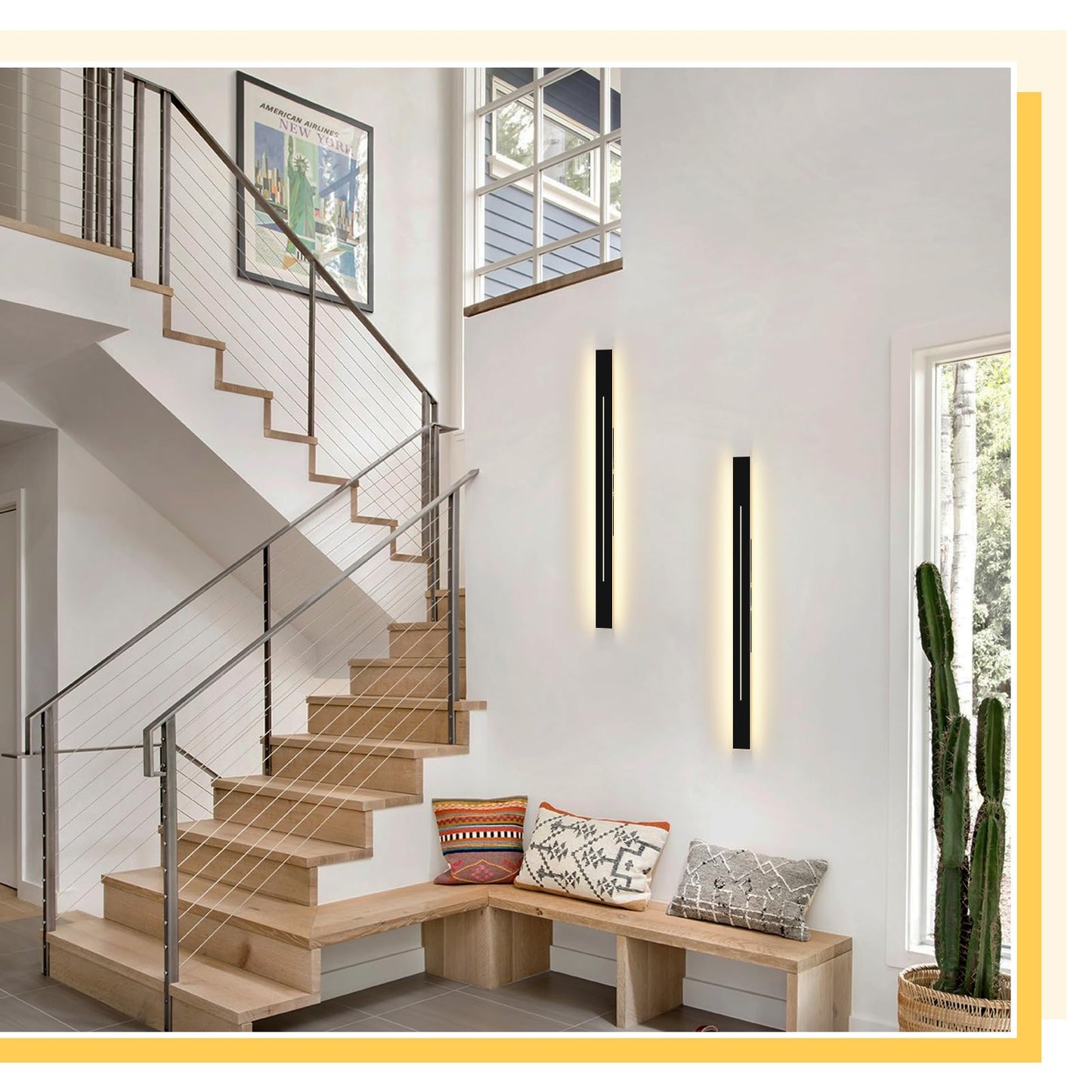 ZMH Wandlampe LED Wandleuchte Innen - 100CM Flurlampe Modern Wohnzimmer Wohnzimmerlampe Schwarz Treppenhauslampe Wand Flur Schlafzimmerlampe Warmwei? 31W Wandbeleuchtung f¨¹r Treppenhaus Schlafzimmer