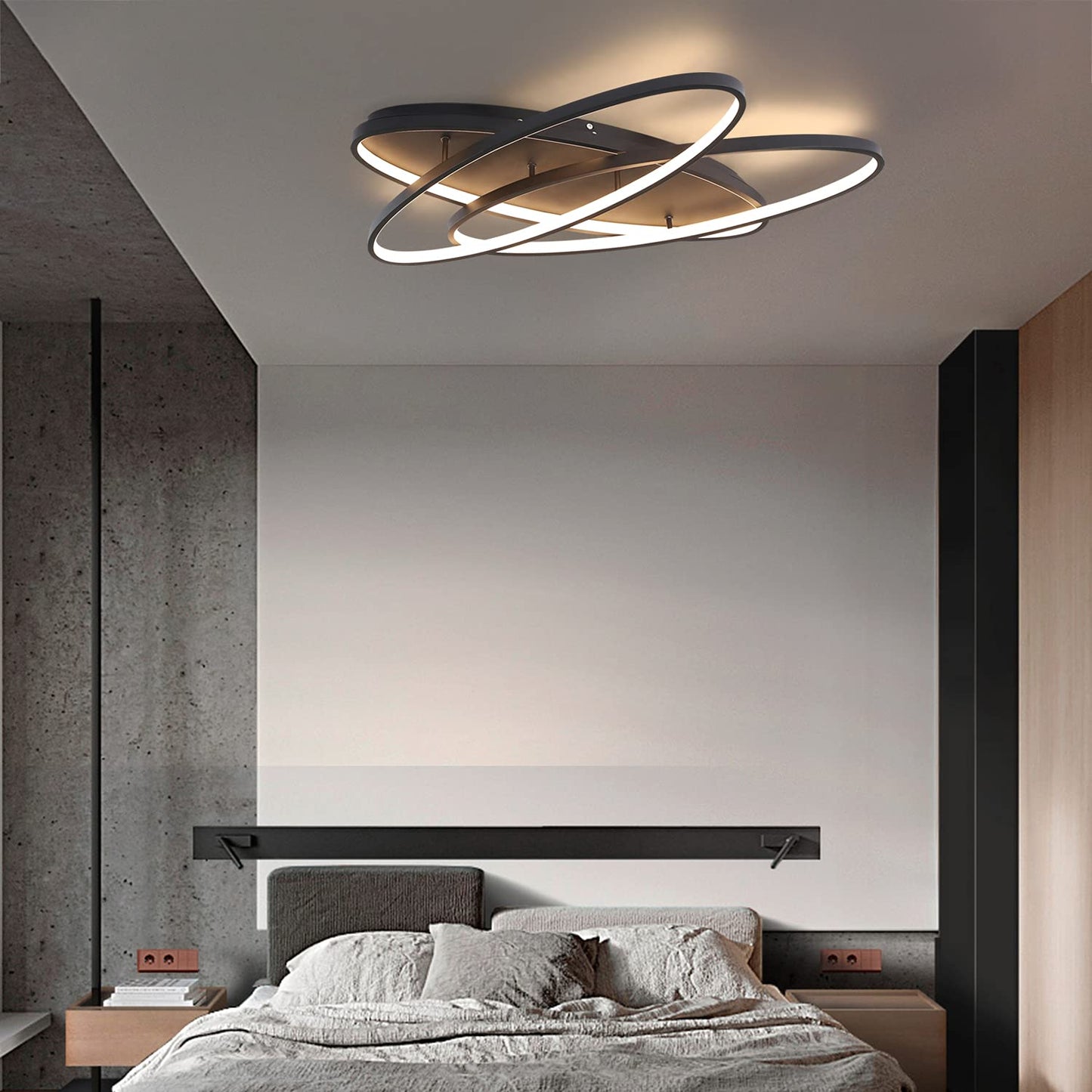 ZMH LED Deckenleuchte Wohnzimmer Deckenlampe - Modern Design 24W Schwarz Wei? Schlafzimmerlampe 3000K Warmwei? Wohnzimmerlampe 54CM Lampe Deko f¨¹r Schlafzimmer Kinderzimmer B¨¹ro Flur K¨¹che