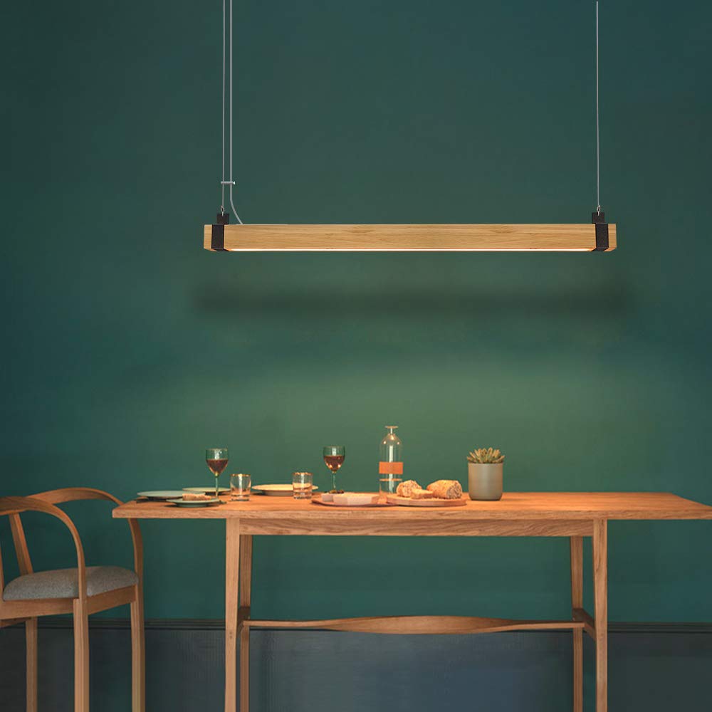 ZMH ZMH LED Pendelleuchte Esstisch H?ngeleuchte Holz - K¨¹chenlampe H?ngend 100CM H?ngelampe Wohnzimmer Dimmbar Esstischlampe 19W Industrial Esszimmerlampe Vintage Retro Pendellampe f¨¹r Schlafzimmer B¨¹ro