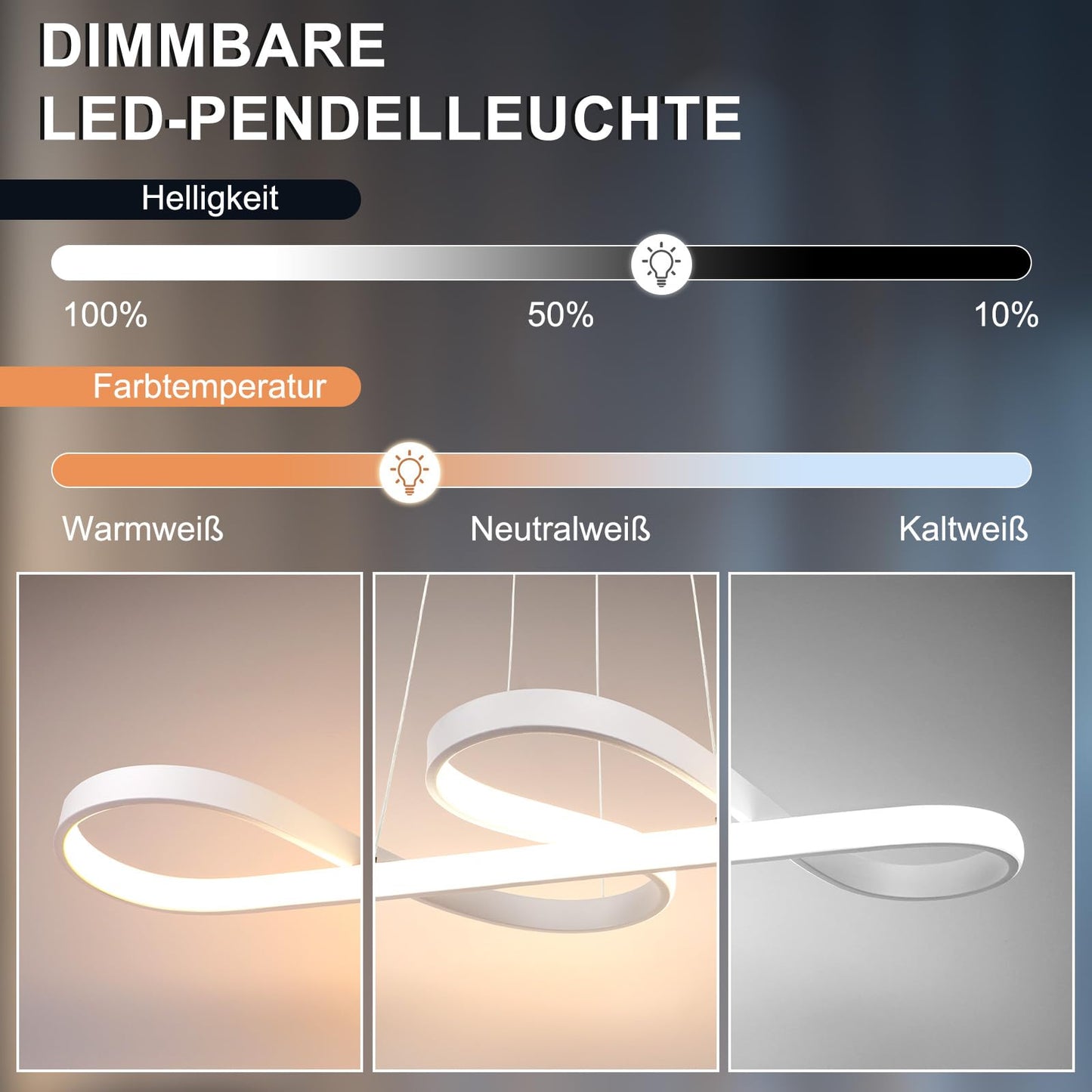 ZMH Pendelleuchte Esstisch LED H?ngeleuchte - K¨¹chenlampe H?ngend Dimmbar H?ngelampe Wohnzimmer 47W Esstischlampe Wei? Schlafzimmer Esszimmerlampe Modern Pendellampe H?henverstellbar f¨¹r K¨¹che