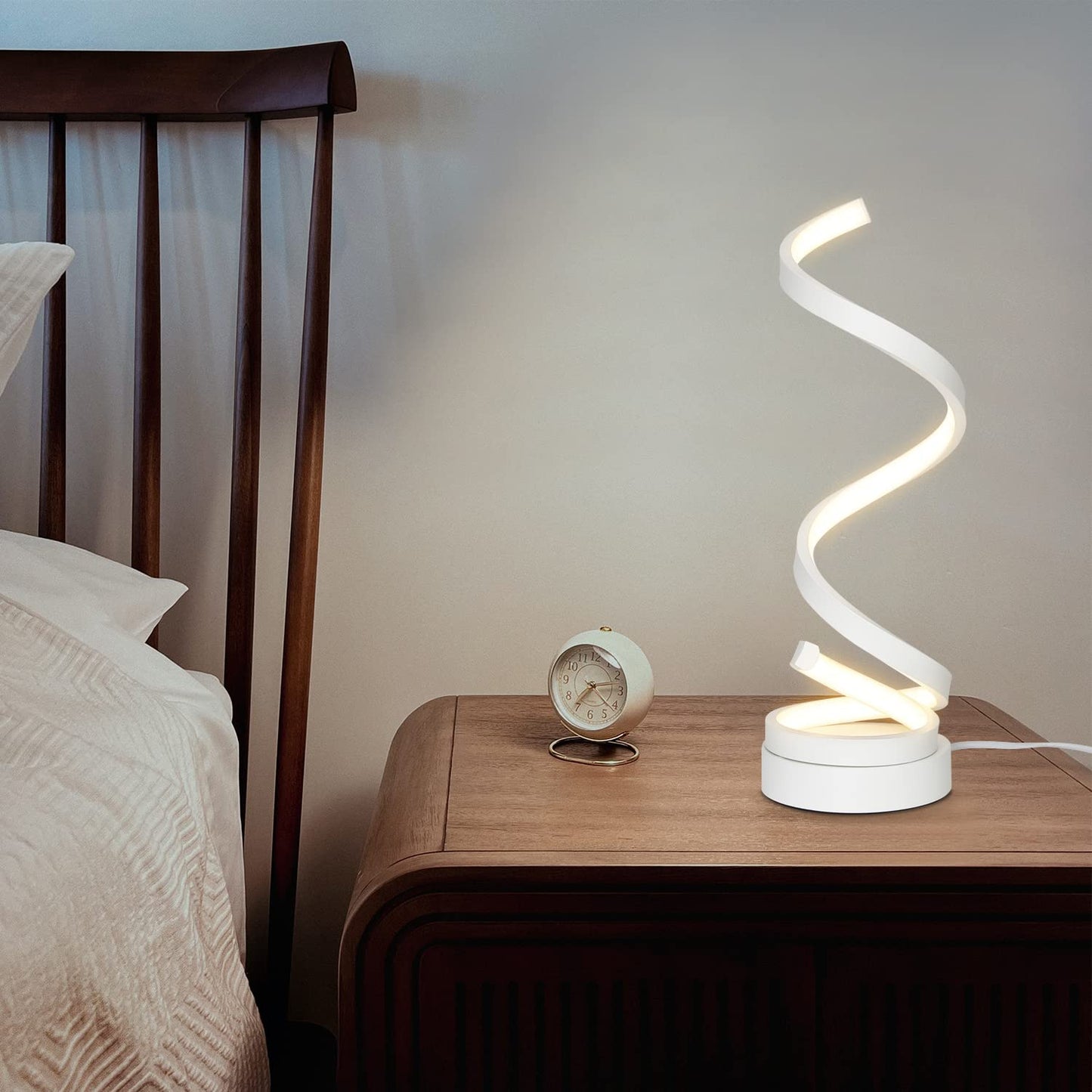 ZMH LED Tischlampe Touch Dimmbar Nachttischlampe : Modern Tischleuchte 12W Schreibtischlampe mit 1,6M Kabel Spiral Bettlampe Schlafzimmerlampe aus Metall Nachtlampe Dekolampe f¨¹r Wohnzimmer B¨¹ro