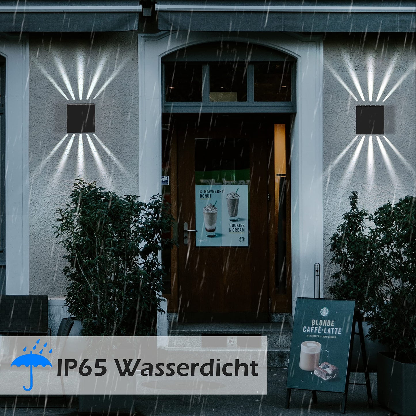 ZMH 2 St¨¹ck Wandlampe LED Wandleuchte Innen & Au?en - Schwarz Au?enlampe IP65 Wasserdicht Au?enwandleuchte 3000K Kaltwei? Up Down 10W Wandbeleuchtung f¨¹r Treppenhaus Flur Balkon Badezimmer