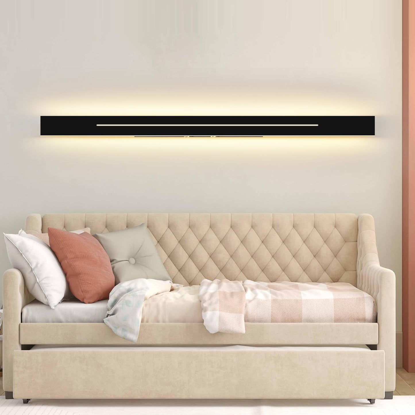 ZMH Wandlampe LED Wandleuchte Innen - 100CM Flurlampe Modern Wohnzimmer Wohnzimmerlampe Schwarz Treppenhauslampe Wand Flur Schlafzimmerlampe Warmwei? 31W Wandbeleuchtung f¨¹r Treppenhaus Schlafzimmer