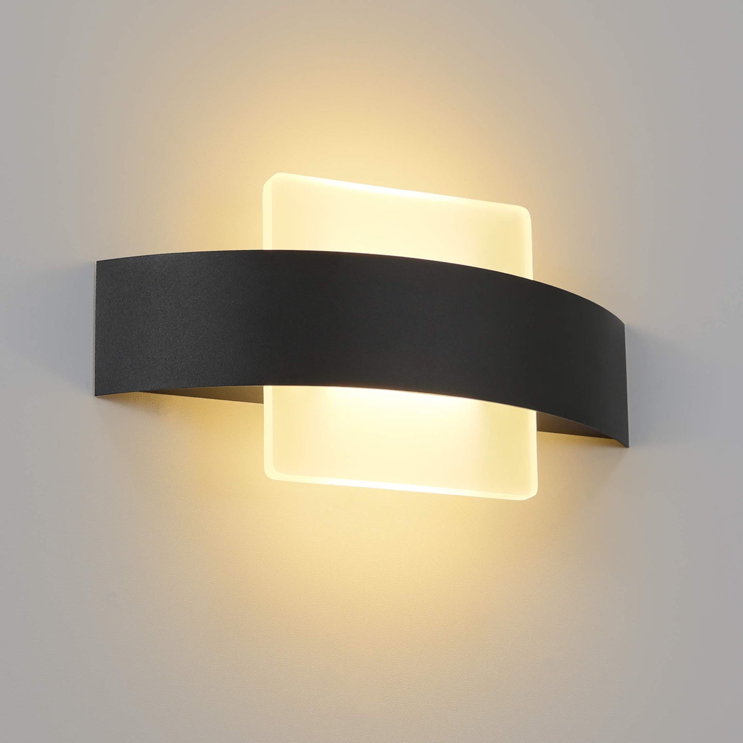 ZMH LED Wandleuchte Innen Wandlampe Wohnzimmer - Flurlampe 23.5CM Schlafzimmer Acryl Bettlampe 3000K Warmwei? 6W Schwarz Nachtlampe Modern Flur f¨¹r Hotel Arbeitszimmer Treppenhaus K¨¹che Badezimmer